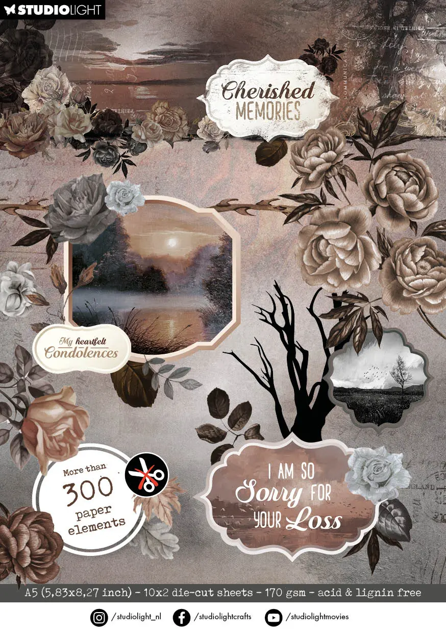 Sl Die-Cut Paper Pad Paper Elements Cherished Memories 20 Sh 1