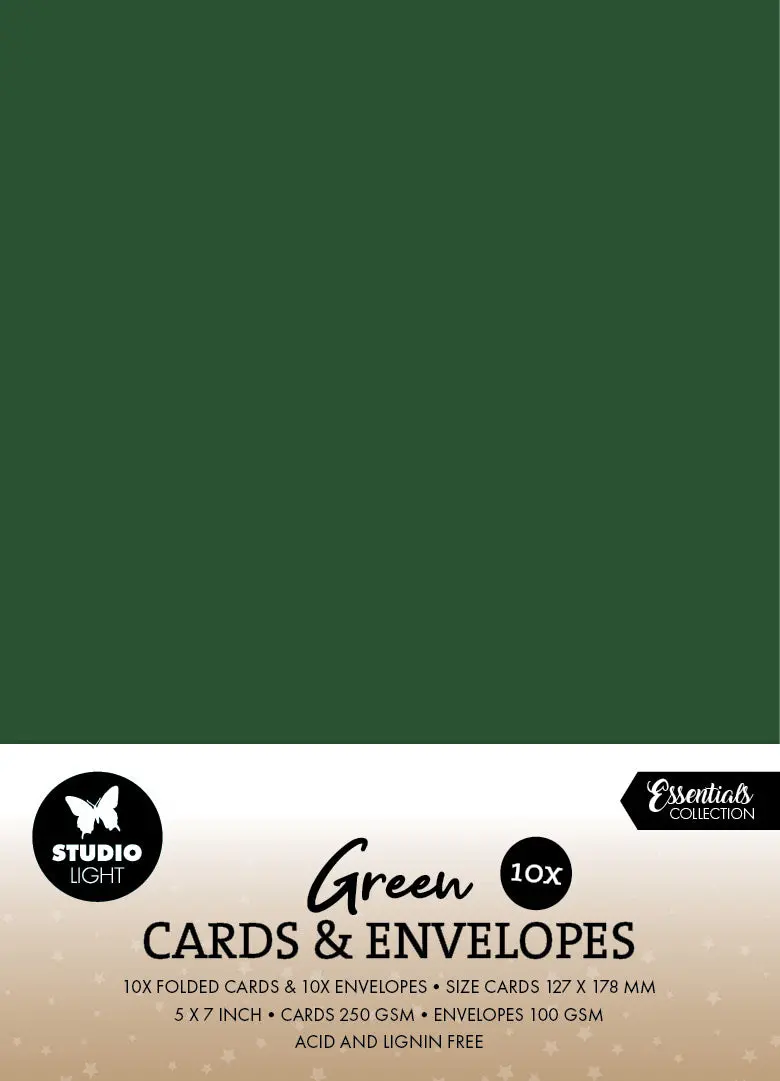Sl Cards & Envelopes Christmas Green Consumables 20 Pieces 1