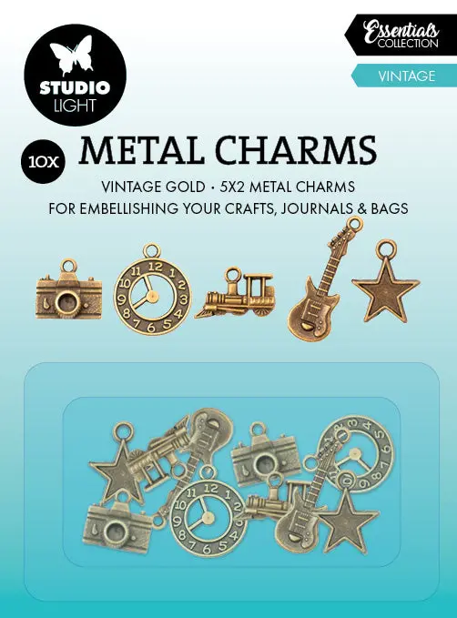 Sl Metal Charms Vintage Consumables 10 Pc 1