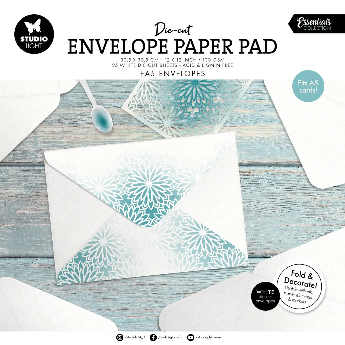 Sl Die-Cut Paper Pad Ea5 Envelopes For A5 Cards Essentials 25 Sheets 1