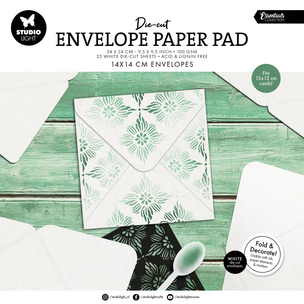 Sl Die-Cut Paper Pad 14X14 Cm Envelopes For 13X13 Cm Cards Essentials 25 Sheets 1
