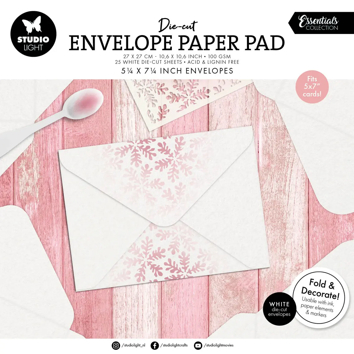 Sl Die-Cut Paper Pad 5.25X7.25" Envelopes For 5X7" Cards Essentials 25 Sheets 1