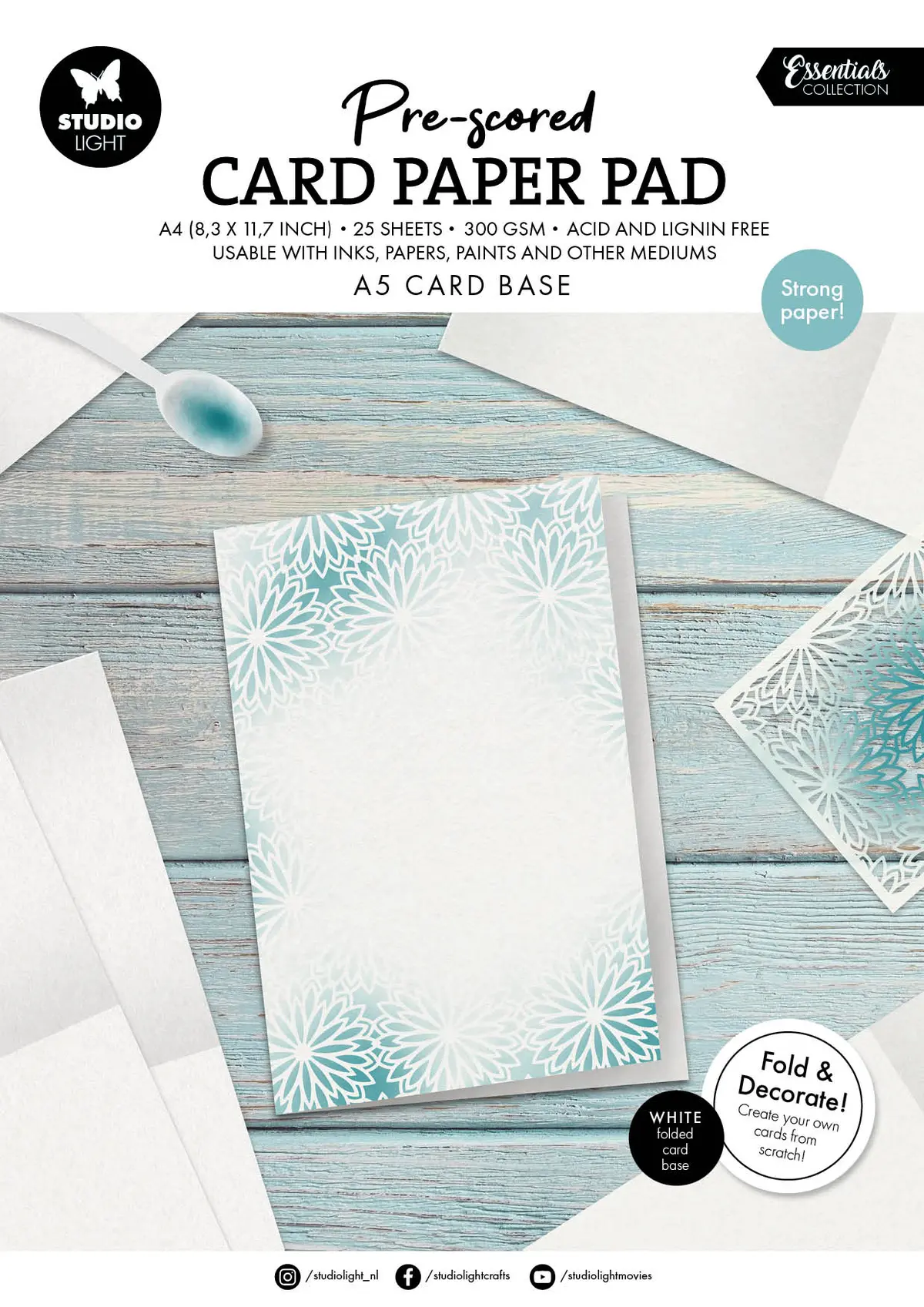 Sl Card Paper Pad Pre-Scored White A5 Cards Essentials 25 Sheets 1