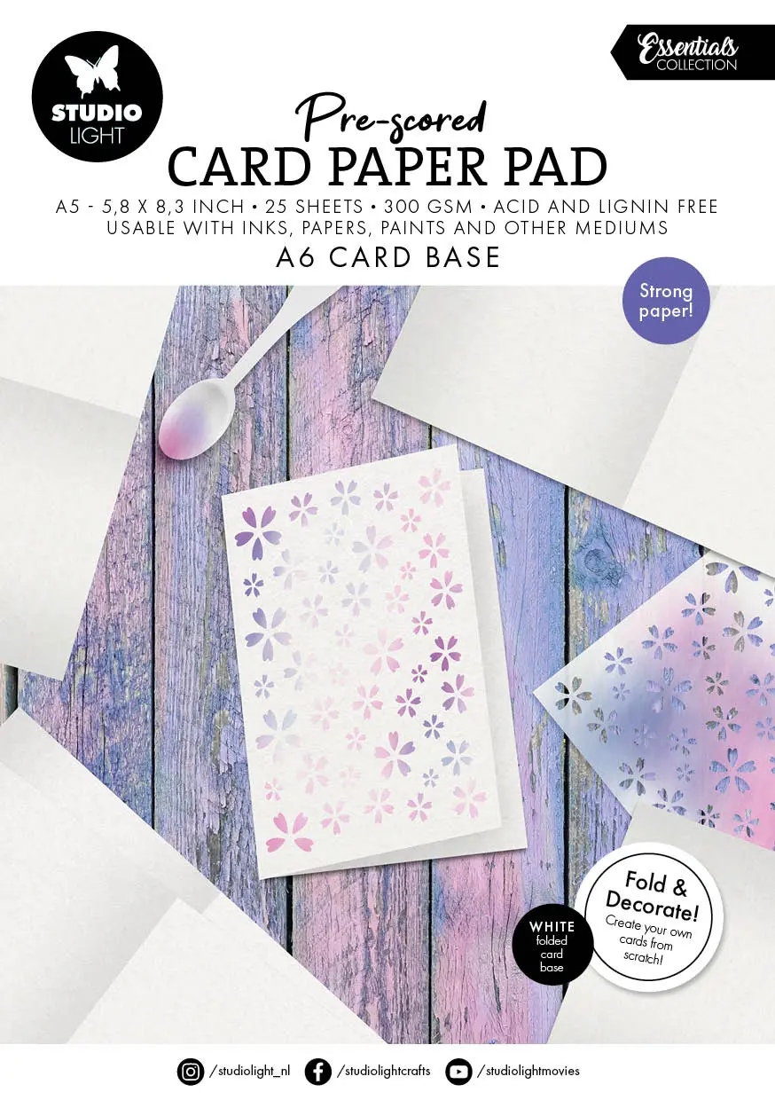 Sl Card Paper Pad Pre-Scored White A6 Cards Essentials 25 Sheets 1