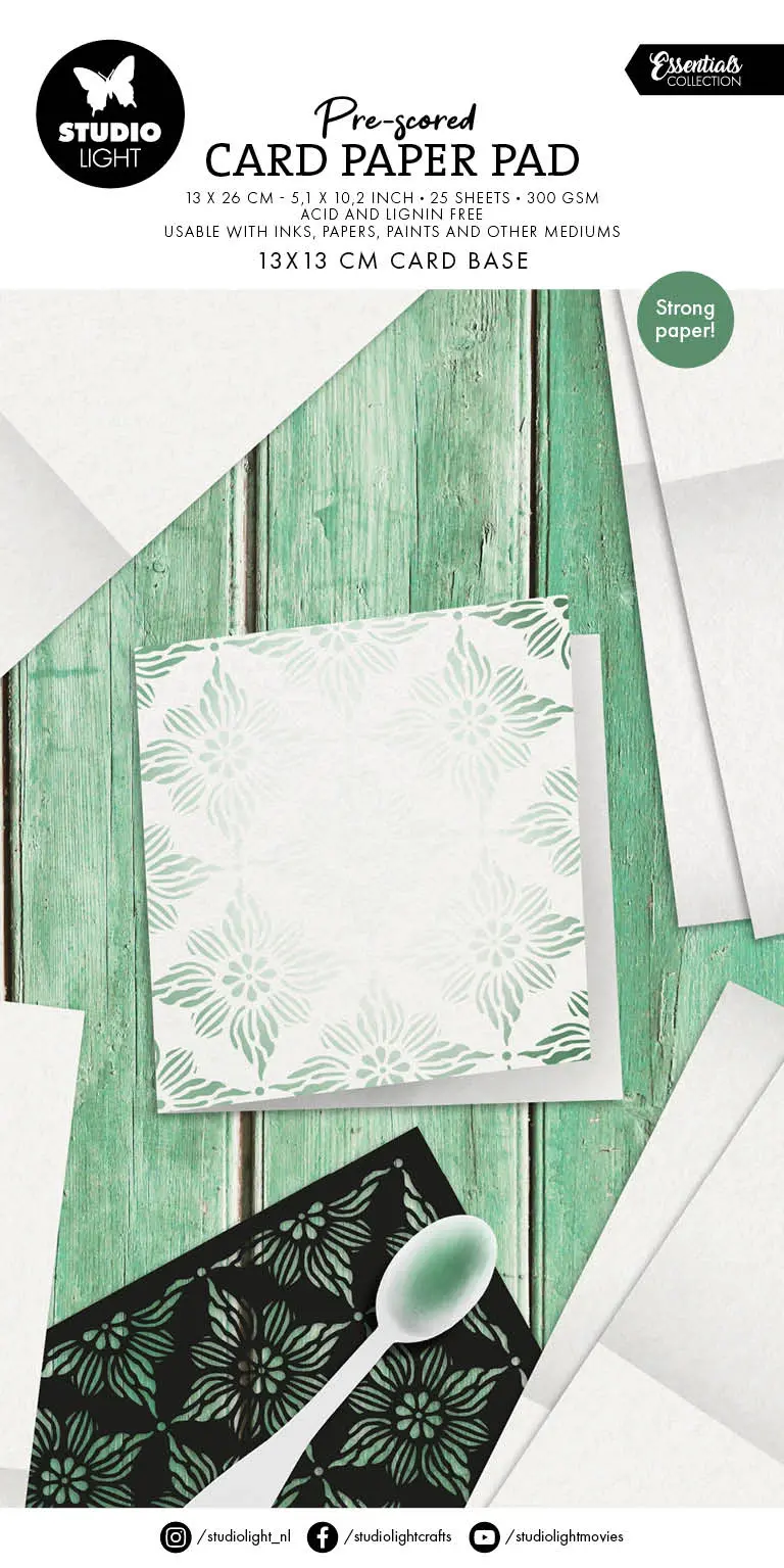 Sl Card Paper Pad Pre-Scored White 13X13 Cm Cards Essentials 25 Sheets 1