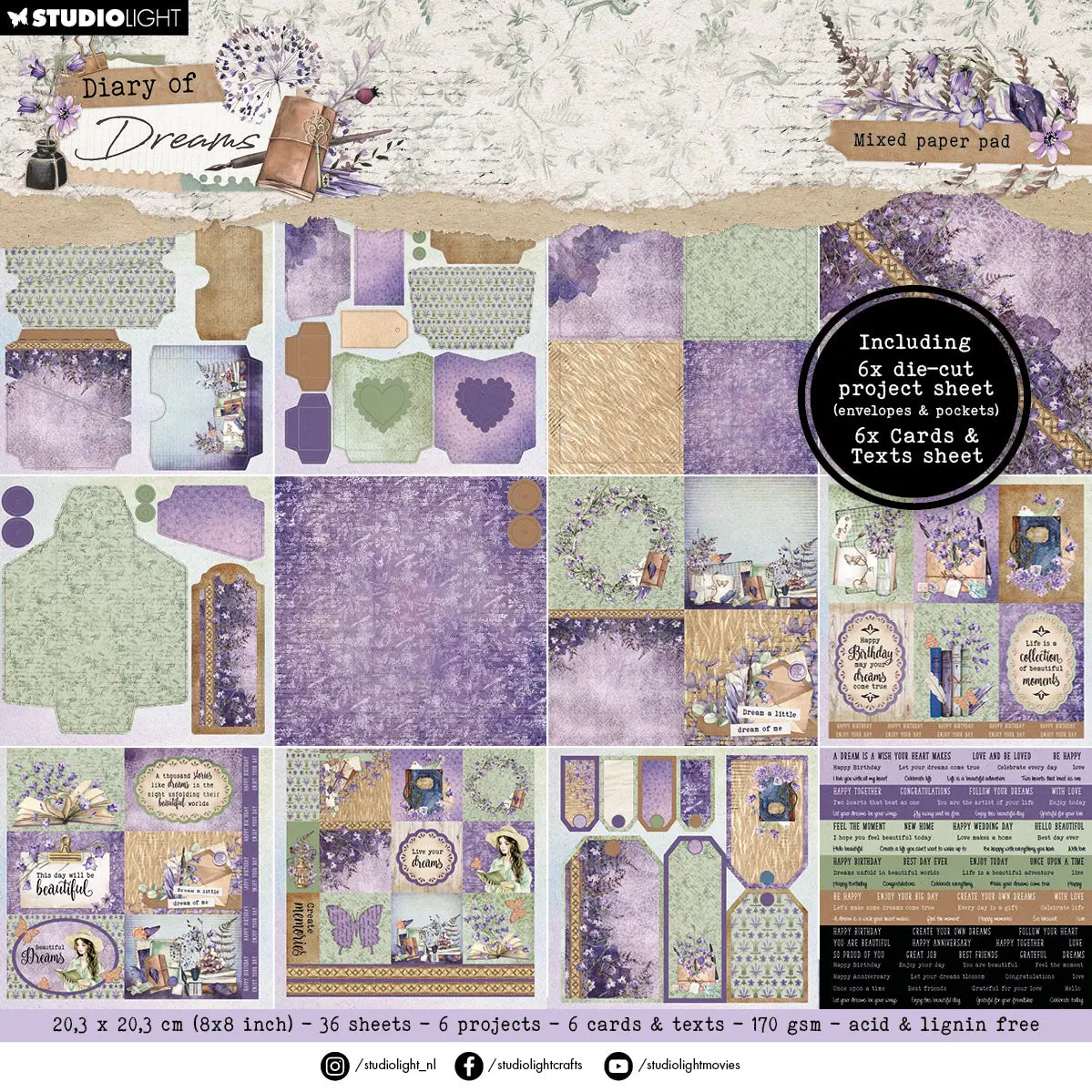 Sl Mixed Paper Pad Envelopes Diary Of Dreams 36 Sh 1