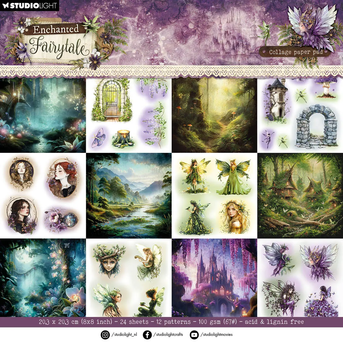 Sl Collage Paper Pad Collage Paper Pad Enchanted Fairytale 24 Sheets 1