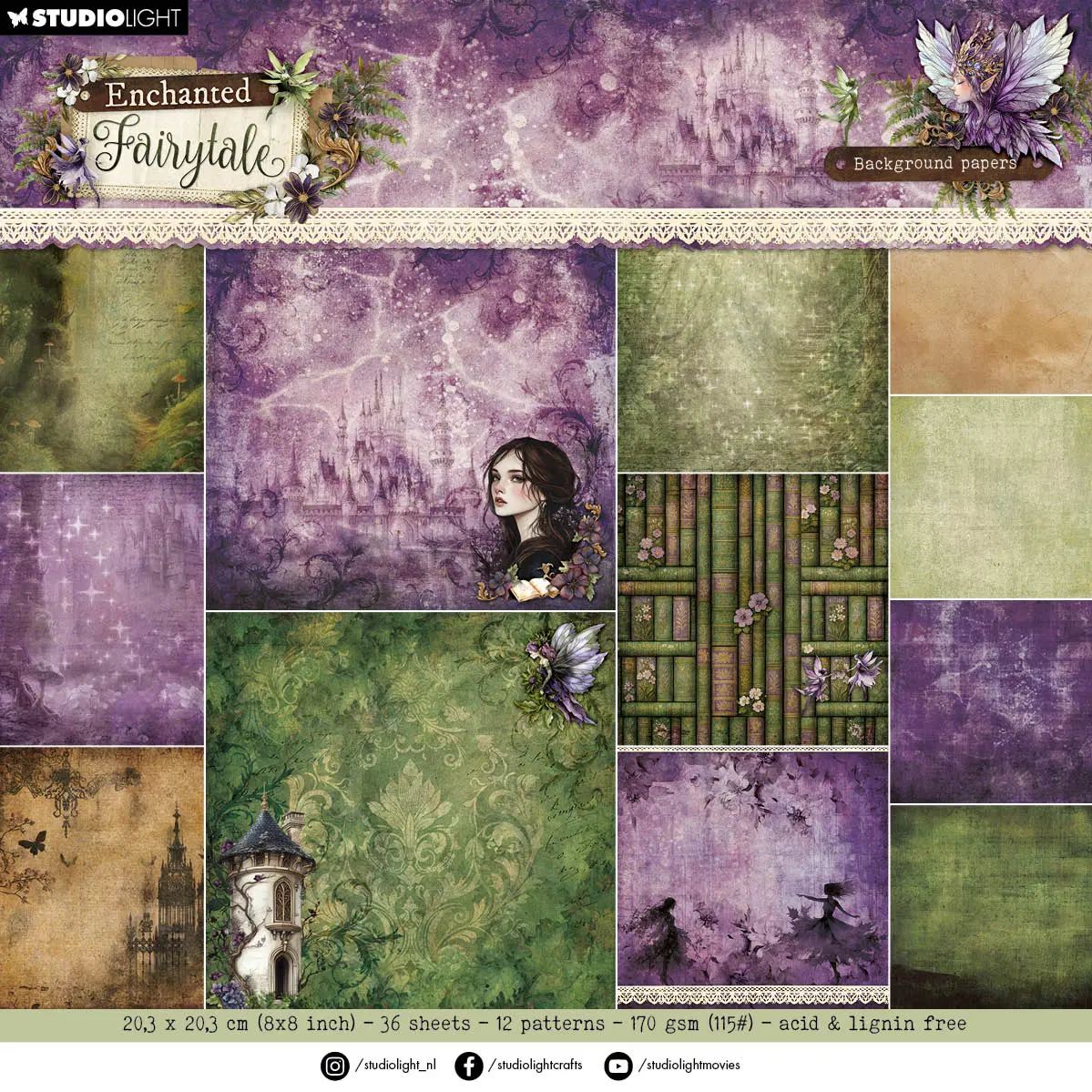 Sl Designer Paper Pad Background Paper Pad Enchanted Fairytale 36 Sheets 1