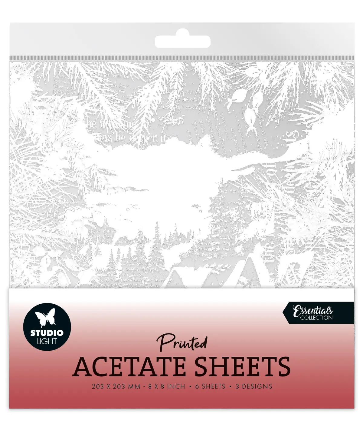 Sl Acetate Sheet Snowy Town, Pine & Verses Essentials 6 Sh 1