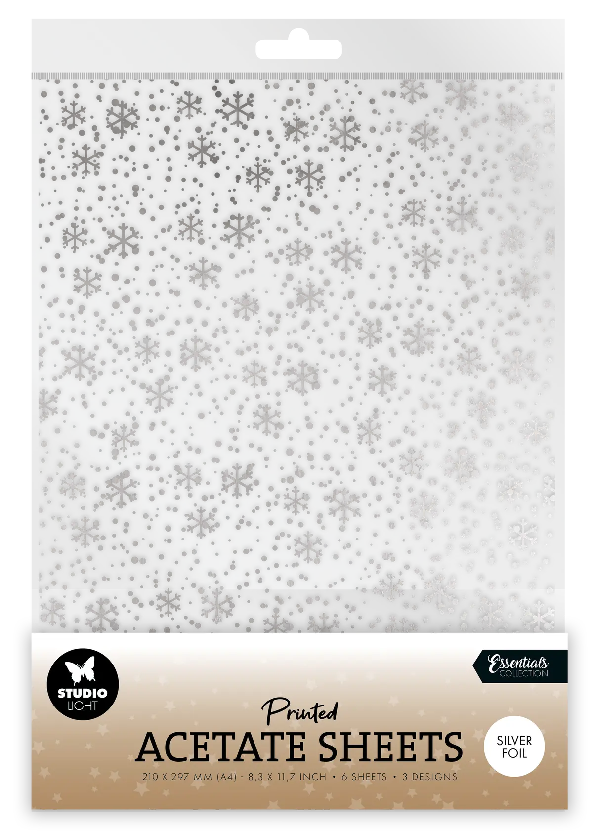 Sl Acetate Sheet Snowflakes Silver Essentials 6 Sheets 1