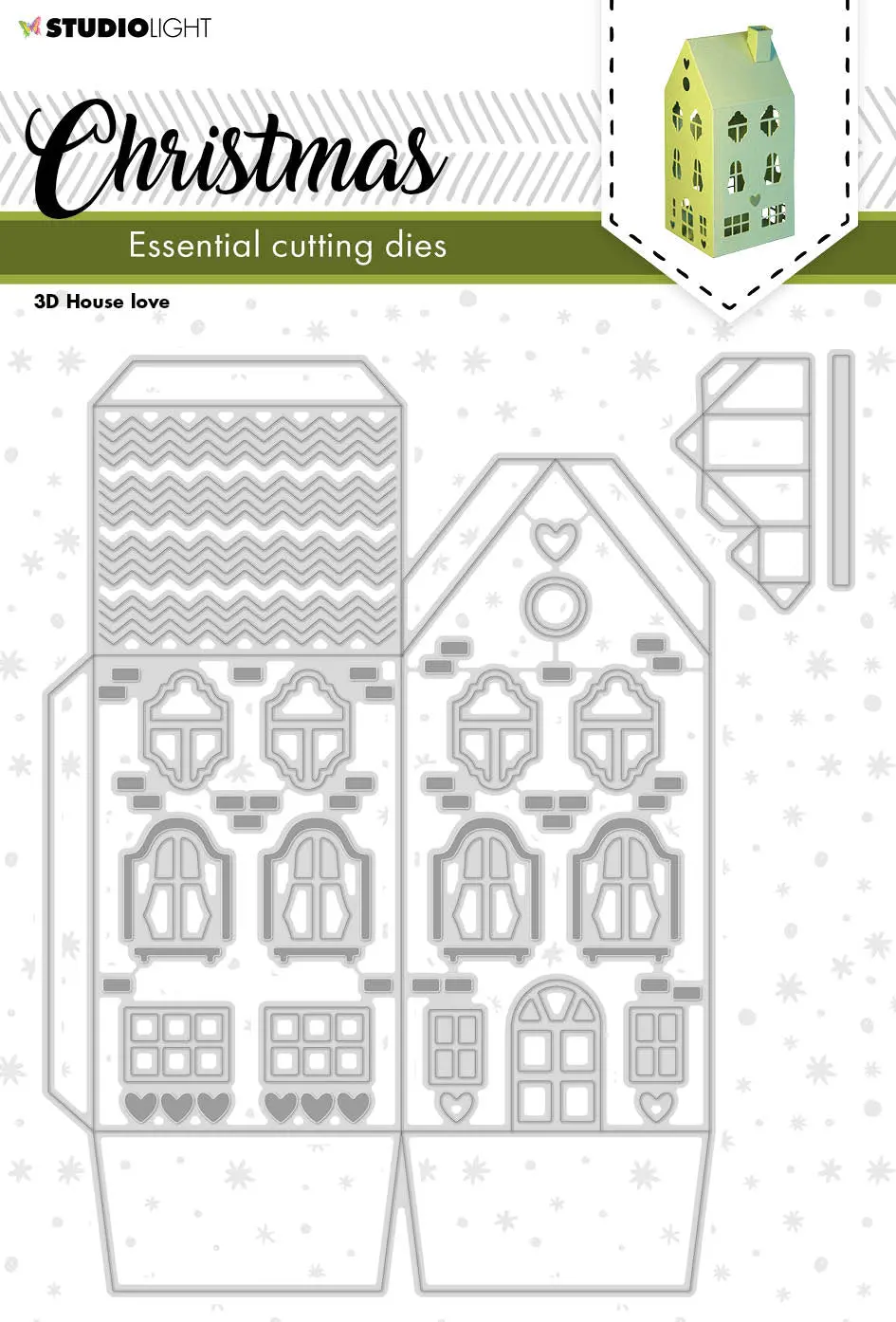 Sl Cutting Dies Christmas 3D House Love Essentials 145X169x1mm 3 Pc Nr.242 1