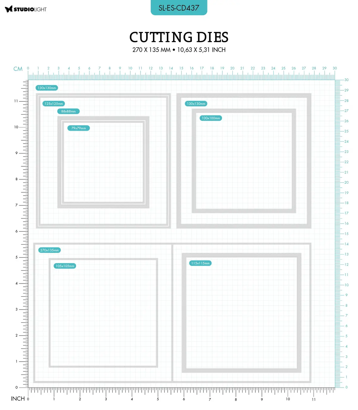 Sl Cutting Dies Folded Card Square Essentials 270X135x1mm 9 Pc Nr.437 2