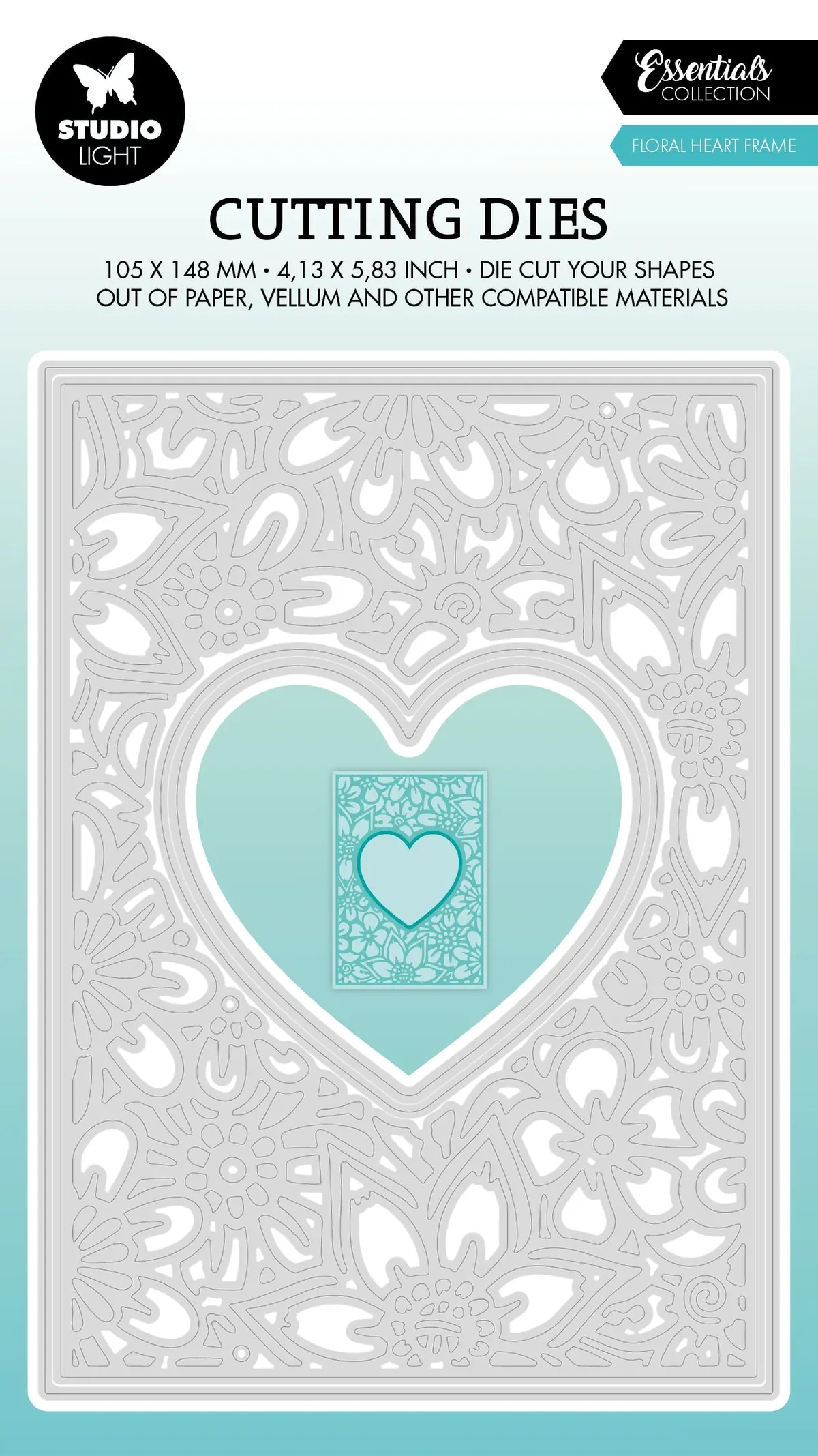 Sl Cutting Die Floral Heart Frame Essentials 105X148x1mm 4 Pc Nr.465 1