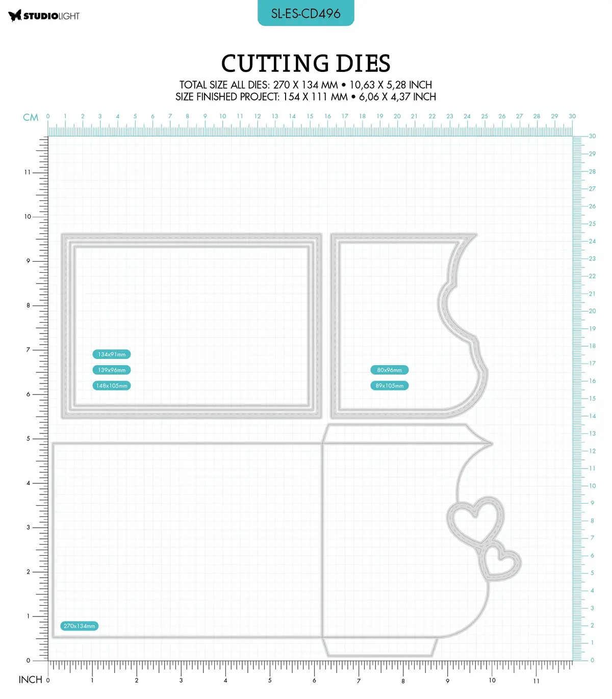 Sl Cutting Die Hearts Envelope Essentials 267X132x1mm 6 Pc Nr.496 2