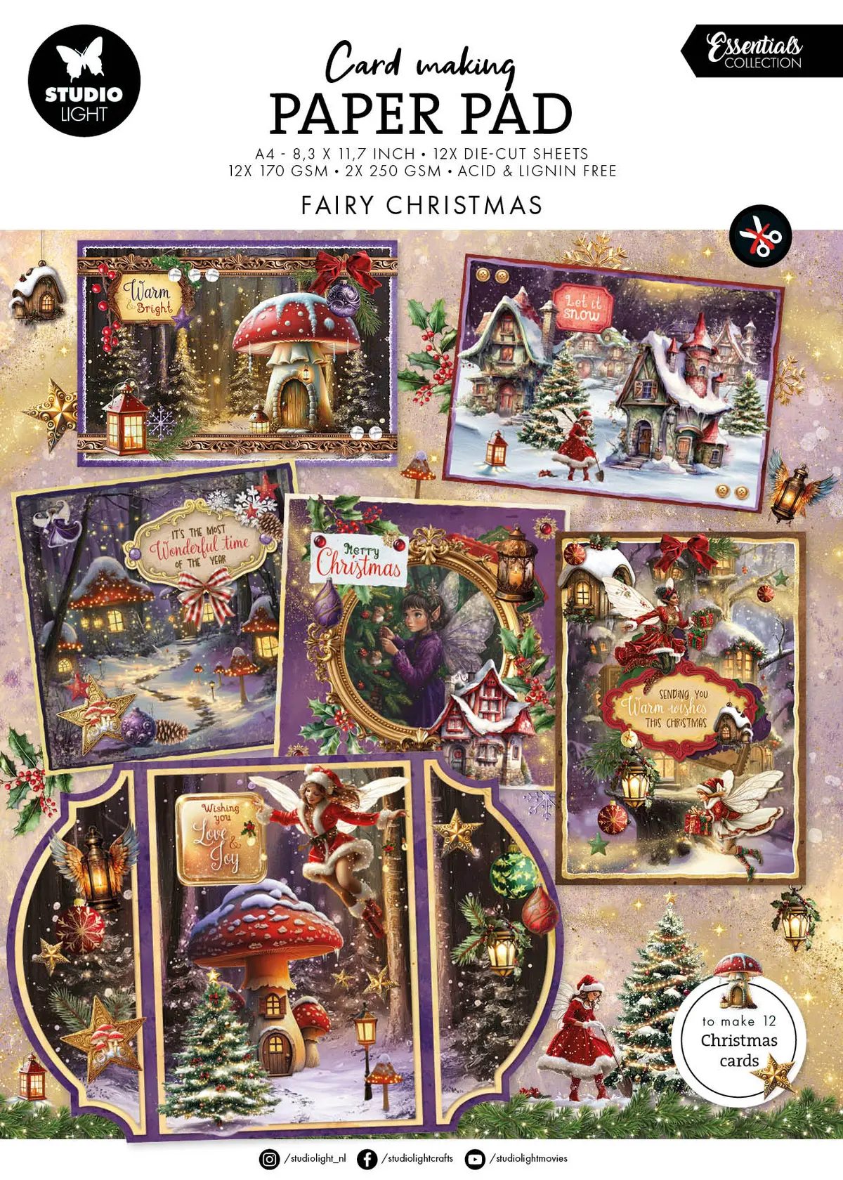 Sl Card Making Pad Fairy Christmas Essentials 14 Sheets 1