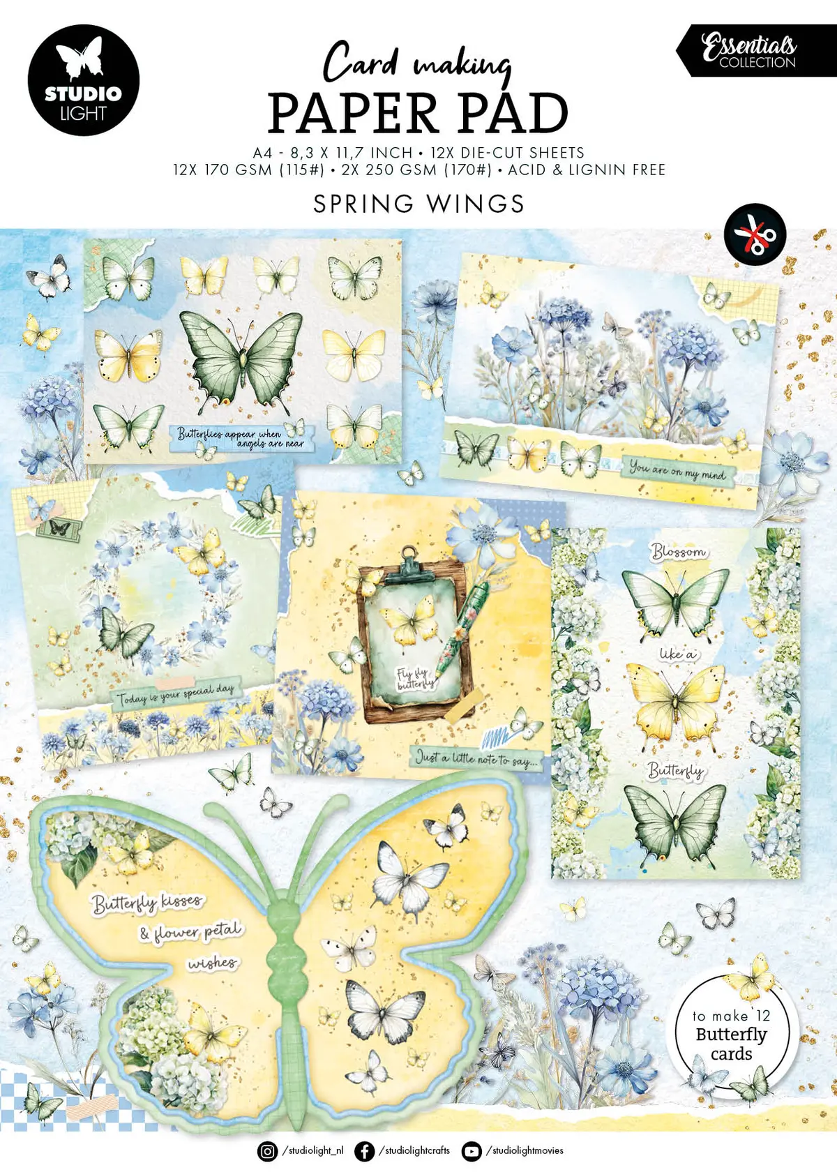 Sl Card Making Pad Butterflies Essentials 14 Sheets 1