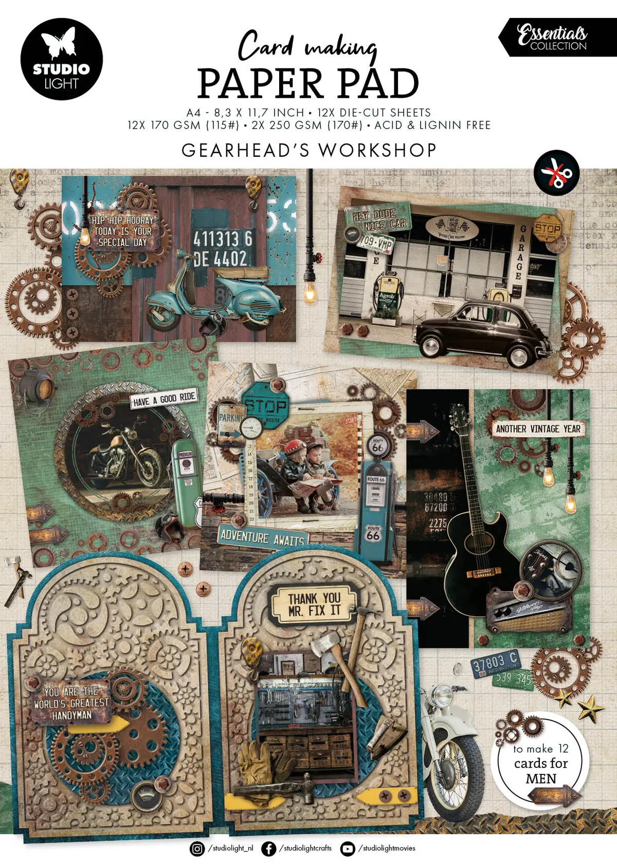 Sl Cardmaking Pad Gearhead Workshop Essentials 14 Sheets 1