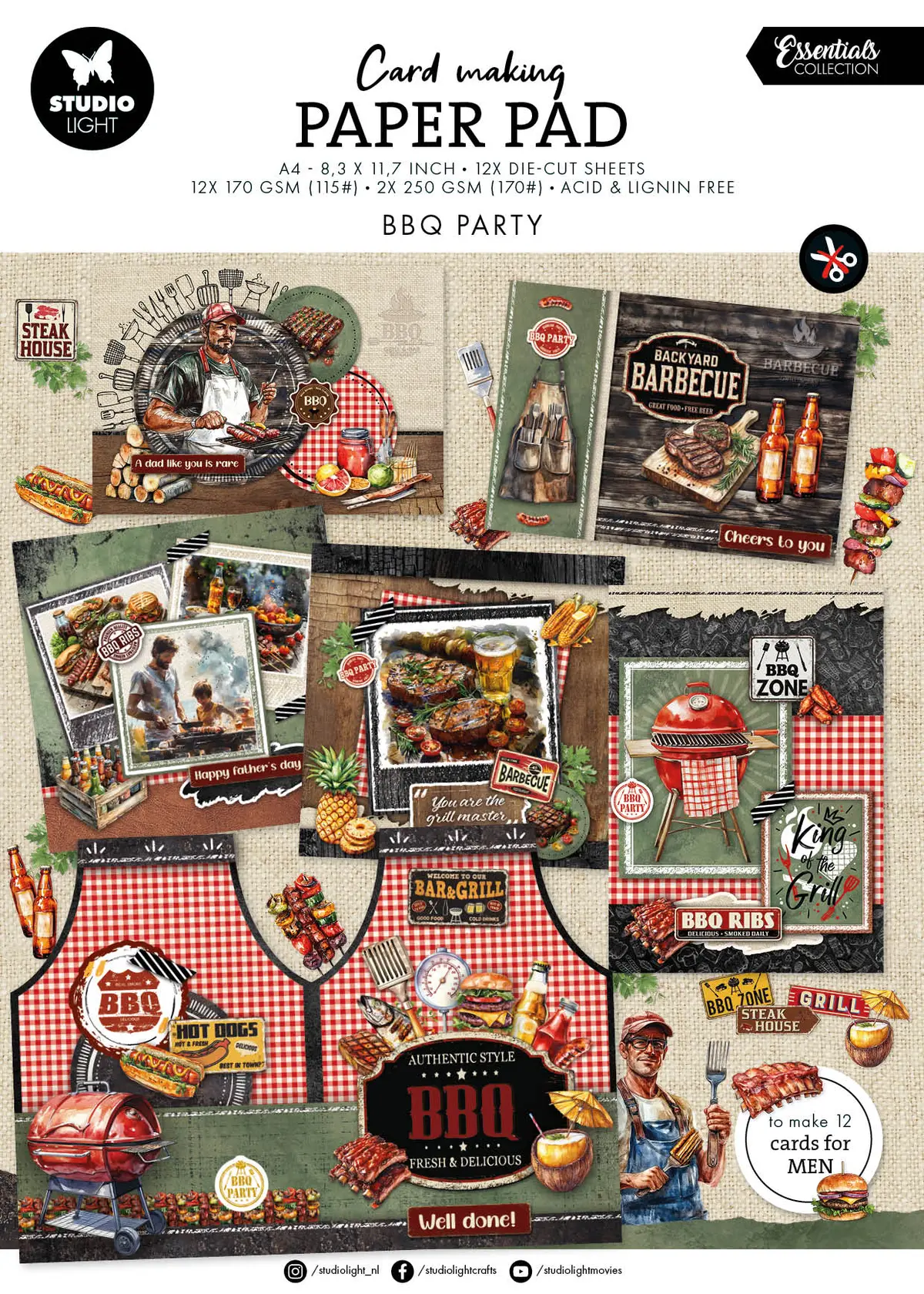 Sl Cardmaking Pad Bbq Party Essentials 14 Sheets 1
