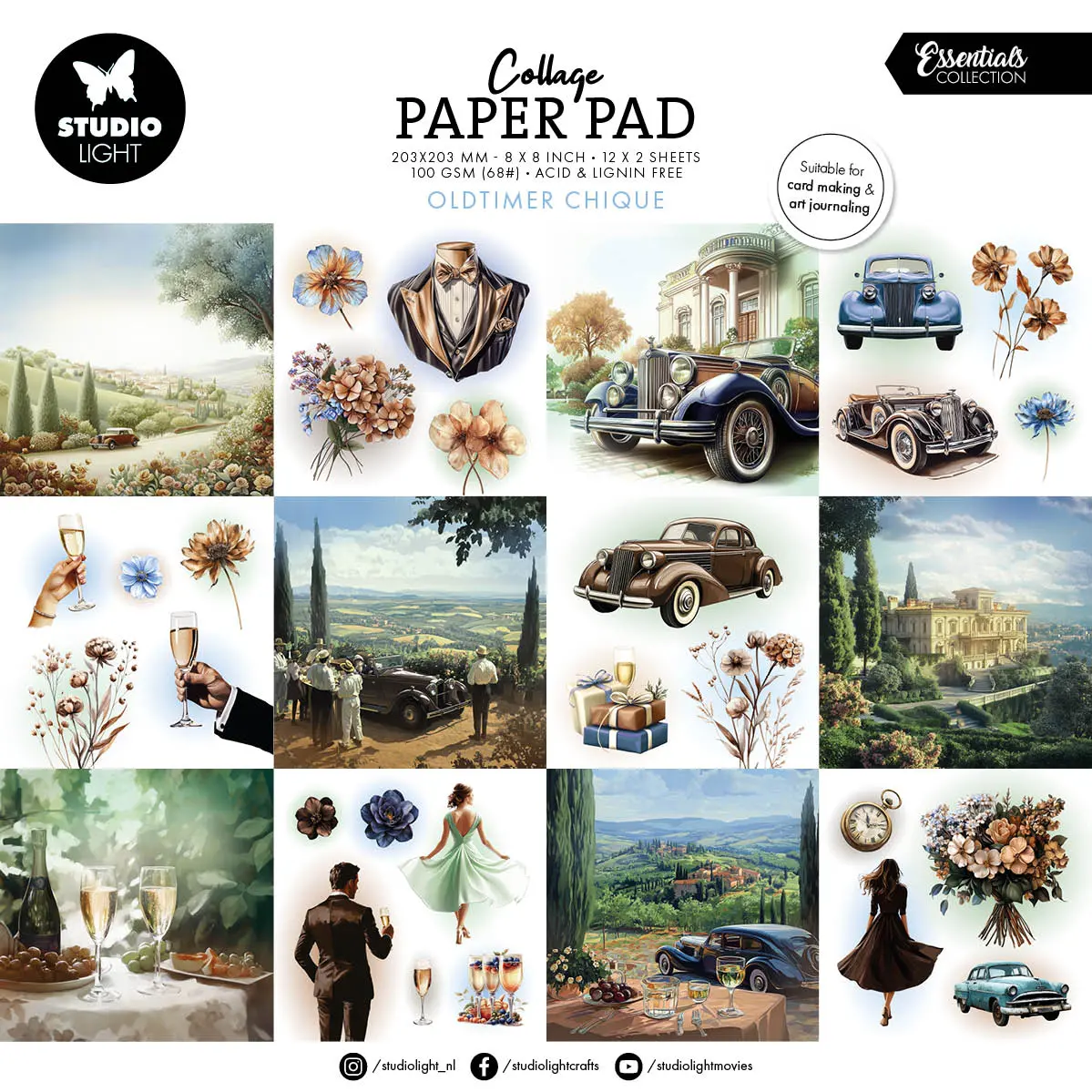 Sl Collage Paper Pad Oldtimer Chique Essentials 24 Sheets 1