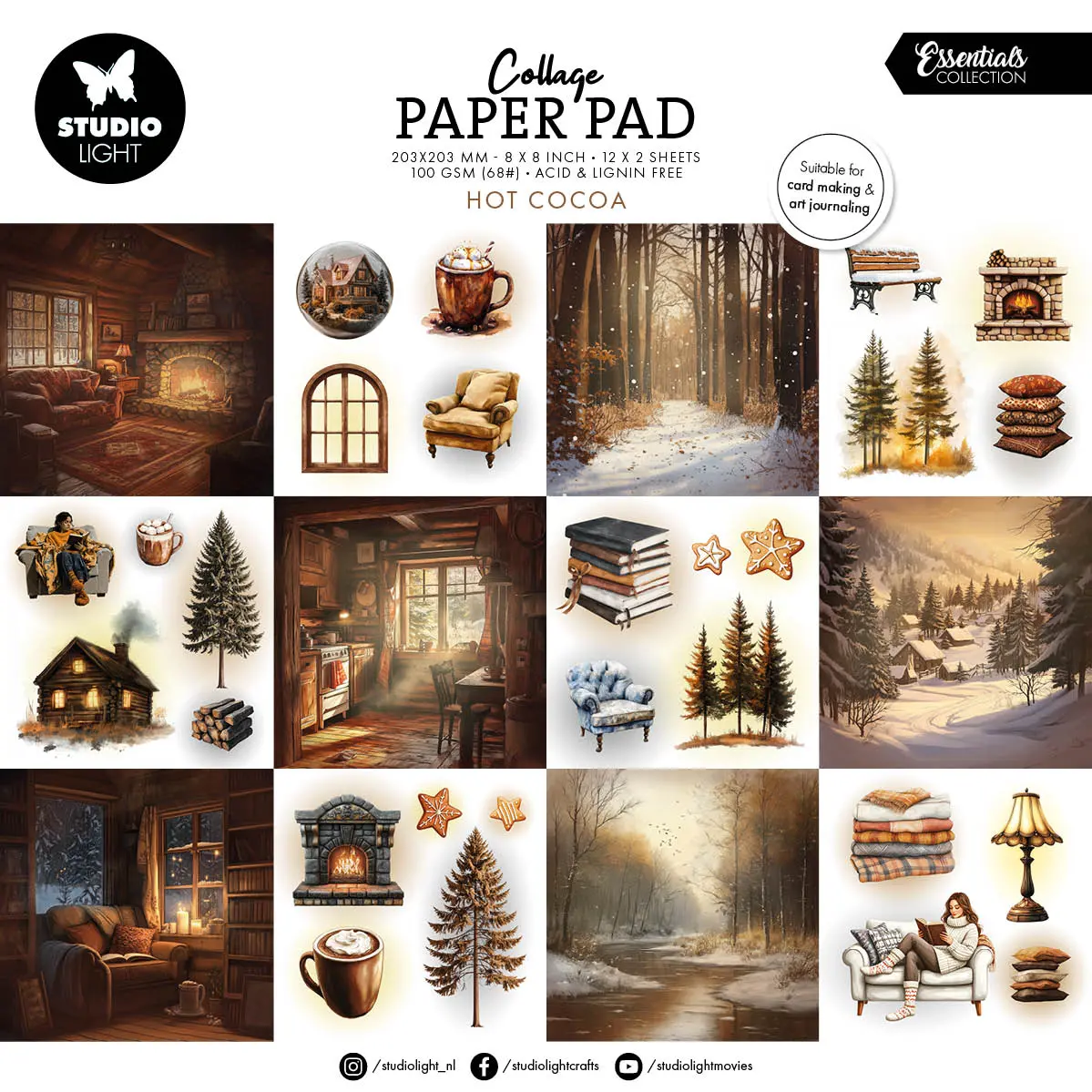 Sl Collage Paper Pad Hot Cocoa Essentials 203X203x5mm 24 Sheets 1