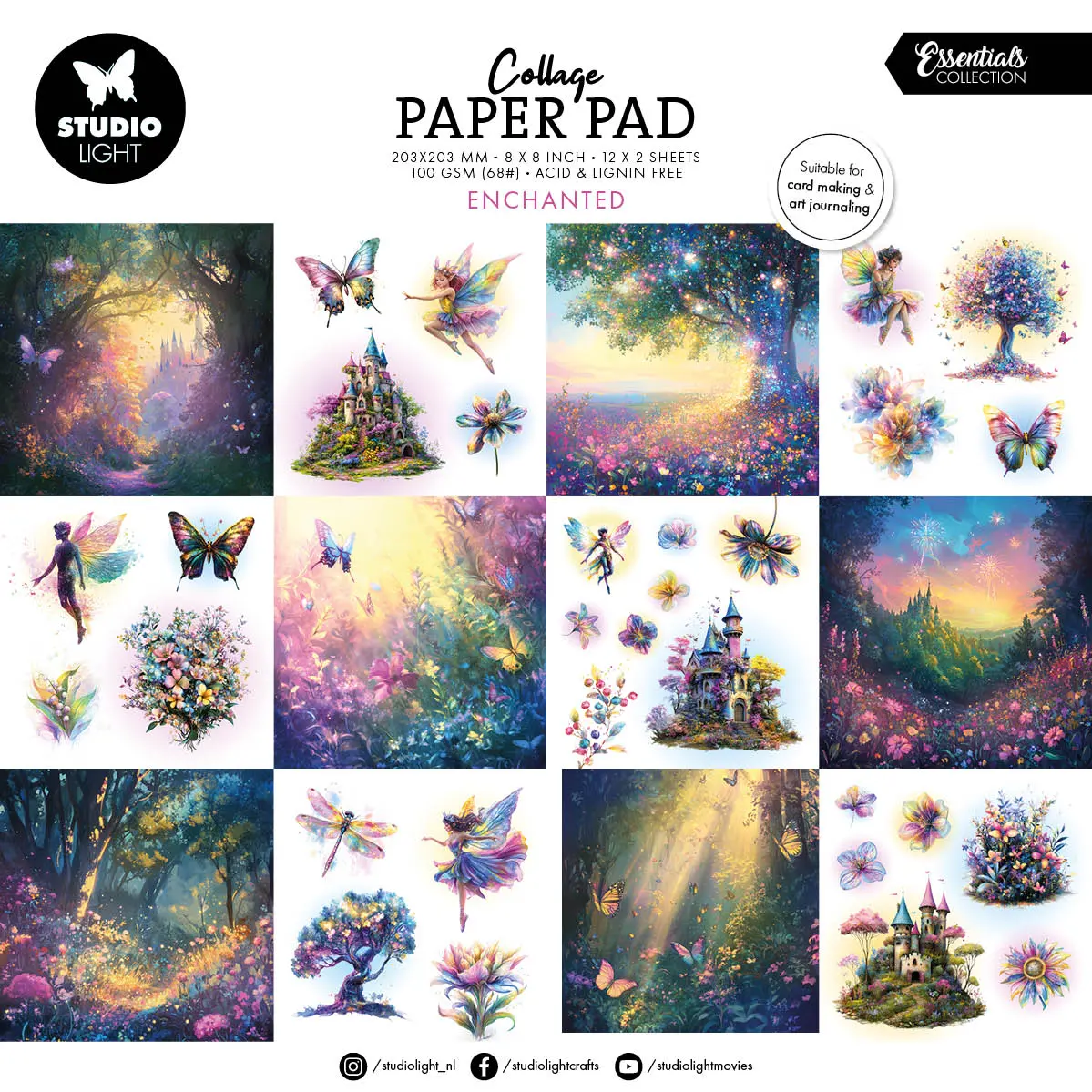 Sl Collage Paper Pad Enchanted Essentials 203X203x5mm 24 Sheets 1