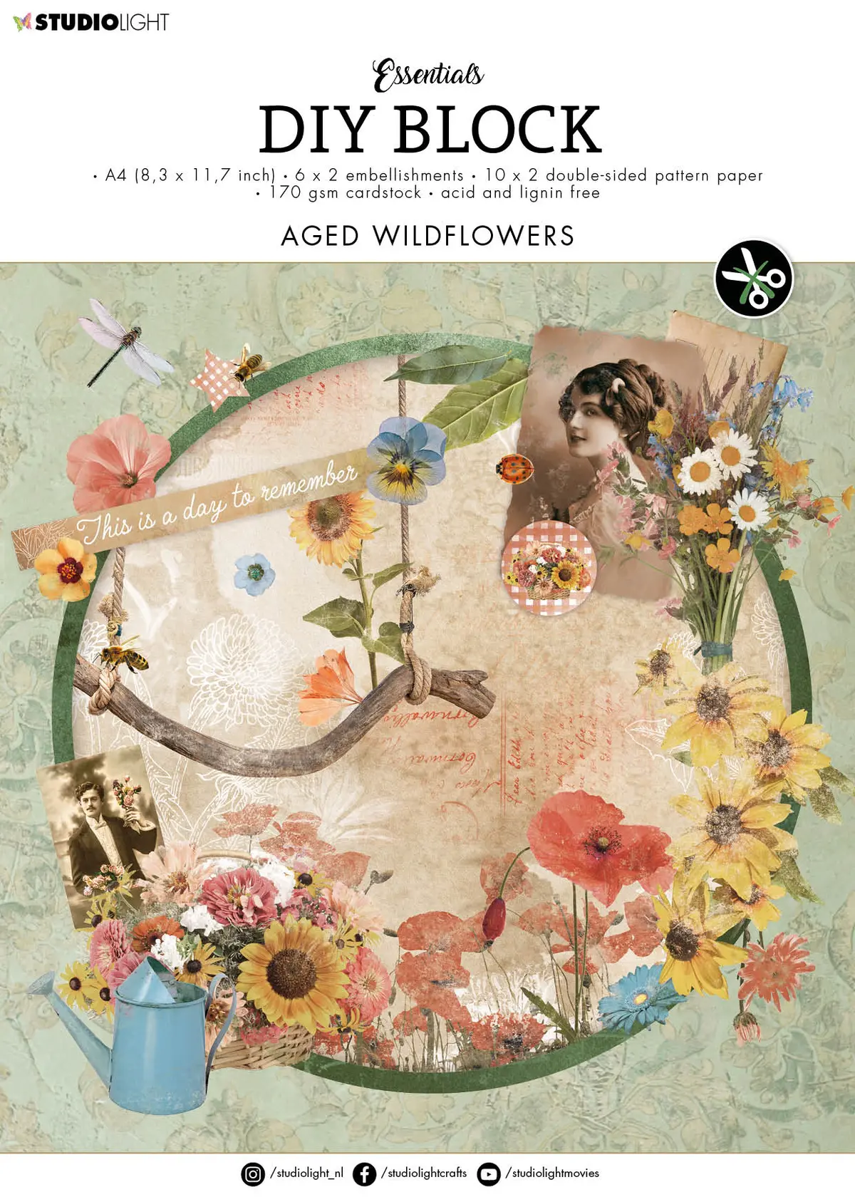 Sl Diy Block Aged Wildflowers Essentials294x210x9mm 32 Sh Nr.45 1