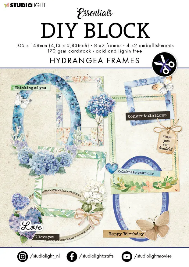 Sl Die-Cut Block Hydrangea Frames Essentials 105X148x3mm 24 Sh Nr.66 1