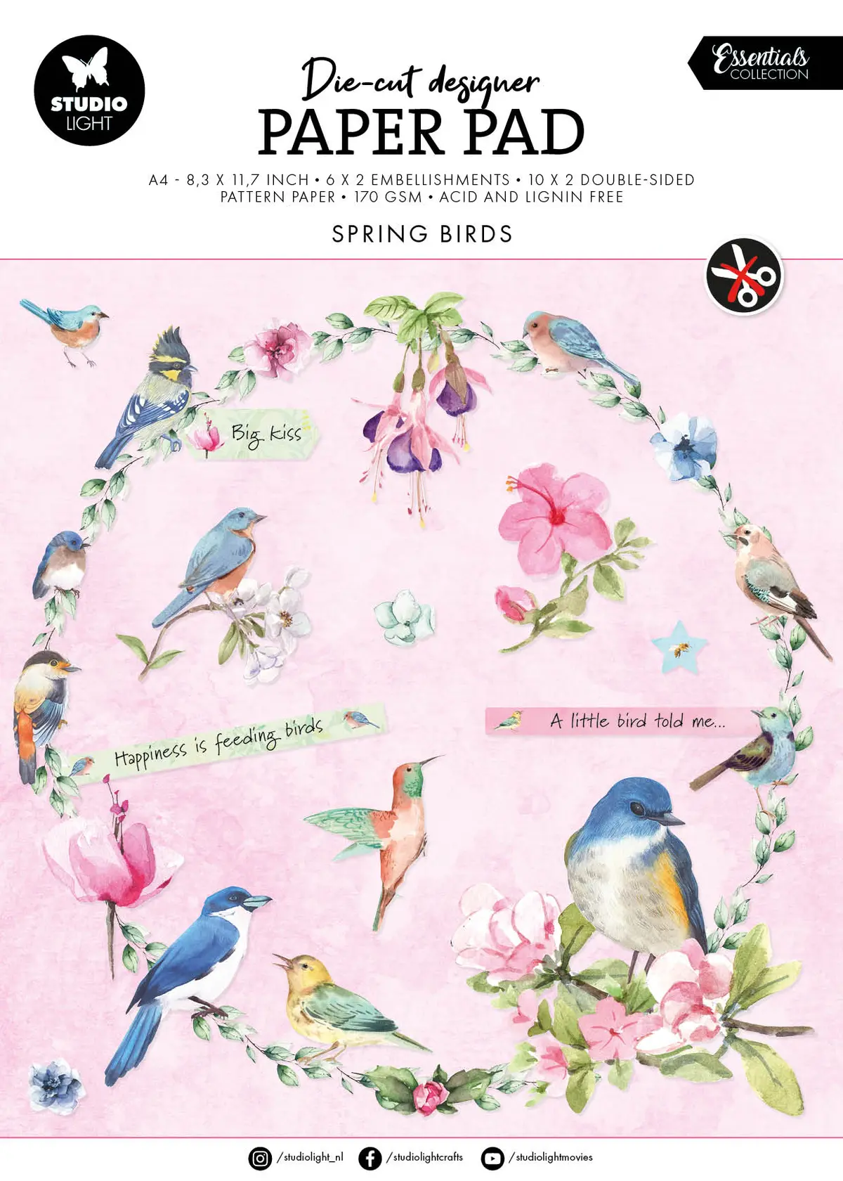 Sl Die-Cut Paper Pad Spring Birds Essentials 294X210x9mm 32 Sh Nr.144 1