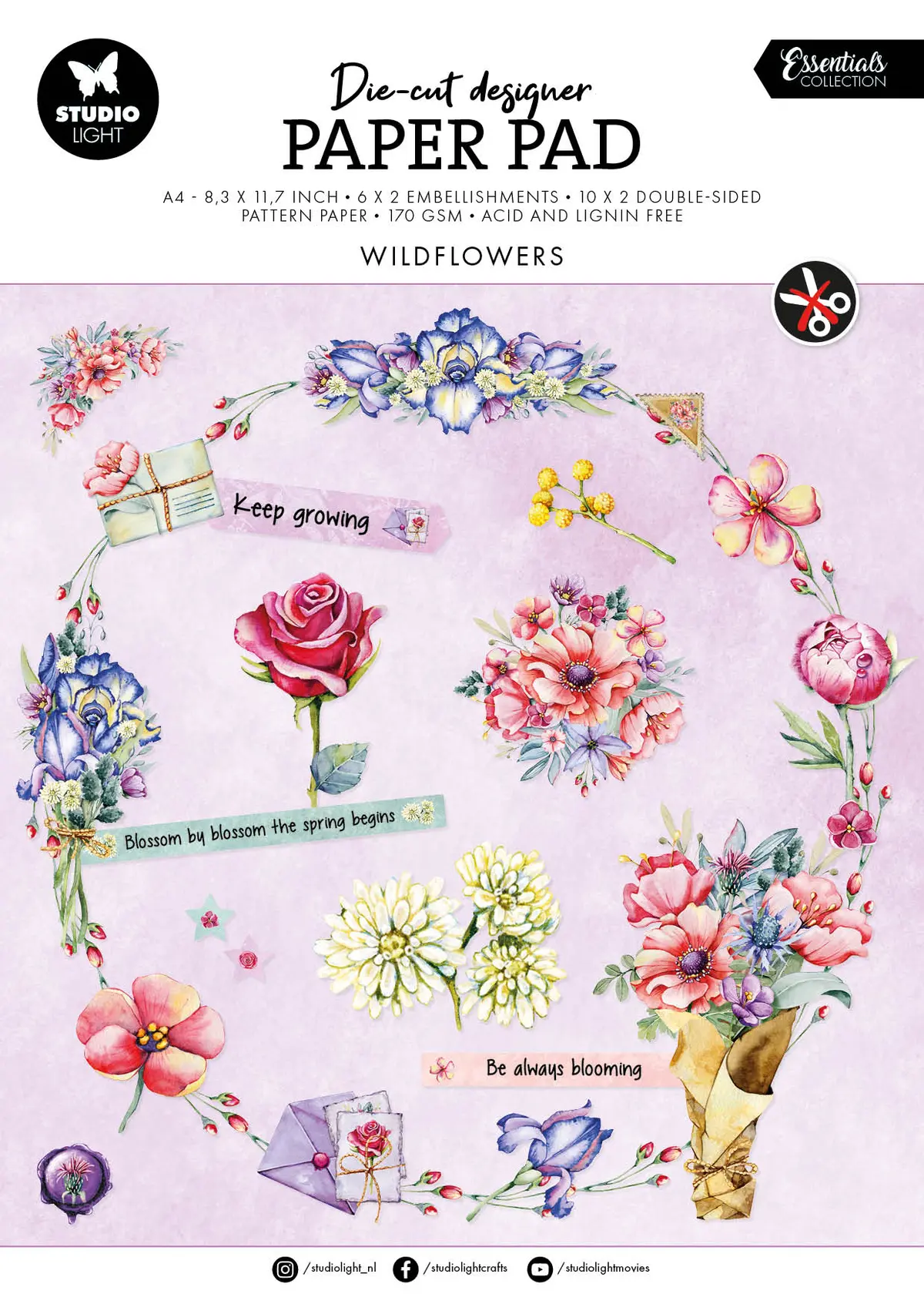 Sl Die-Cut Paper Pad Wildflowers Essentials 294X210x9mm 32 Sh Nr.145 1