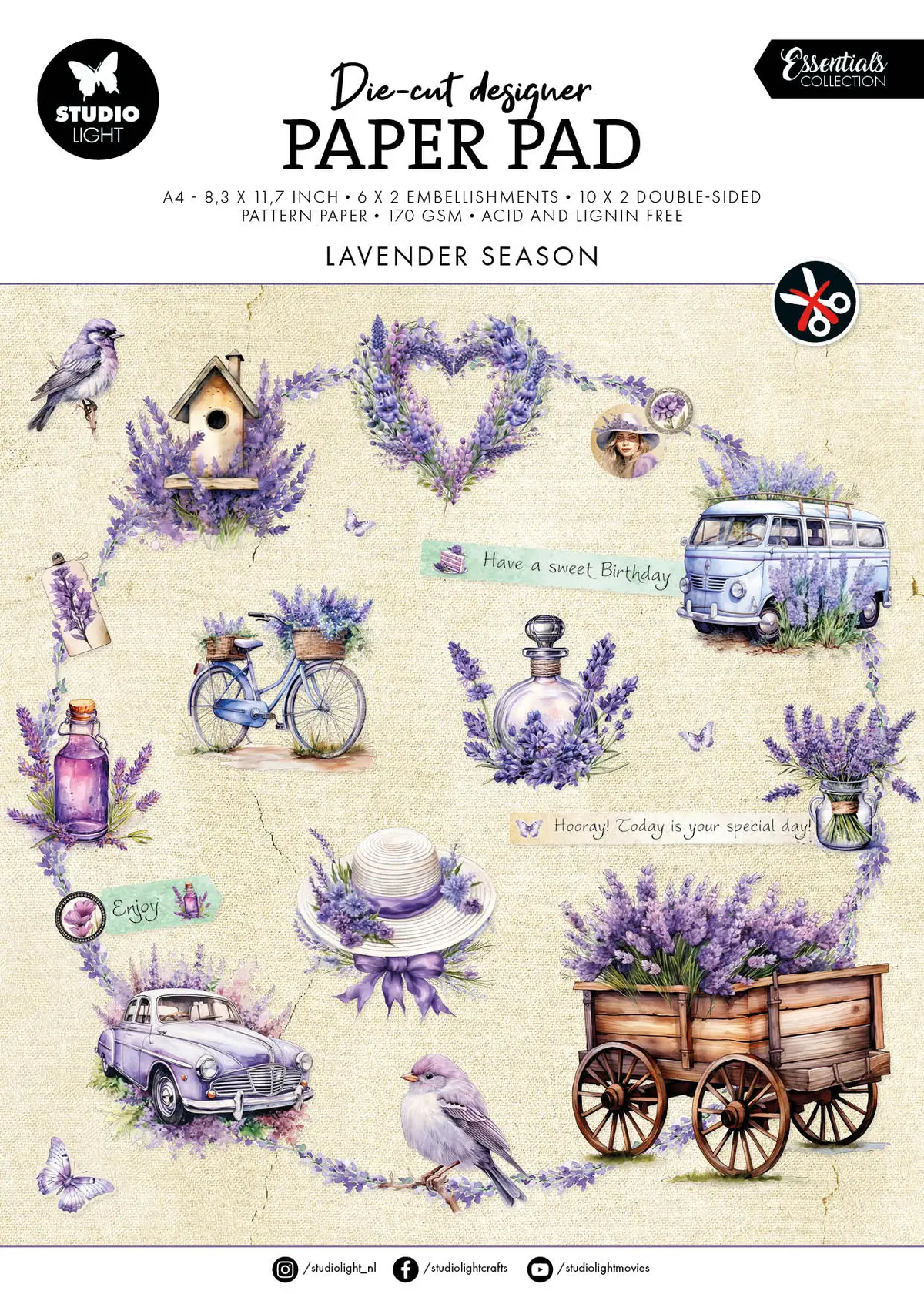 Sl Die-Cut Paper Pad Lavender Season Essentials 32 Sh 1