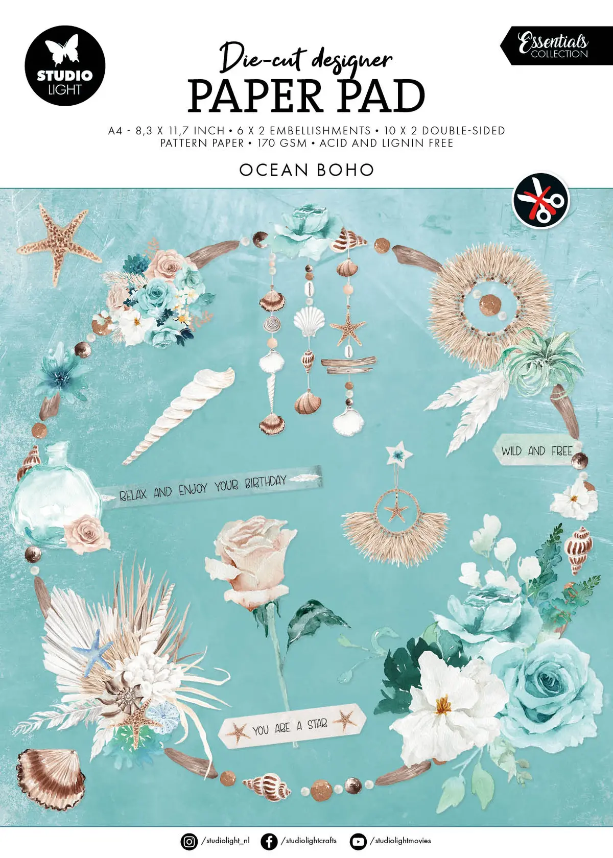 Sl Die-Cut Paper Pad Ocean Boho Essentials 32 Sh 1