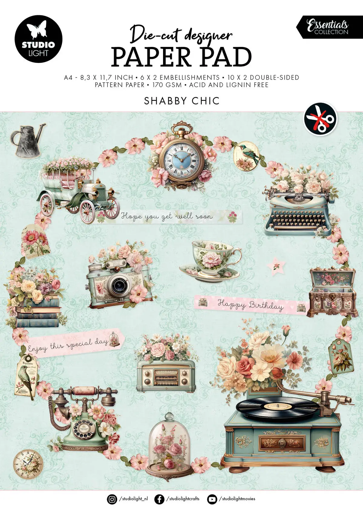 Sl Die-Cut Paper Pad Shabby Chic Essentials 32 Sh 1