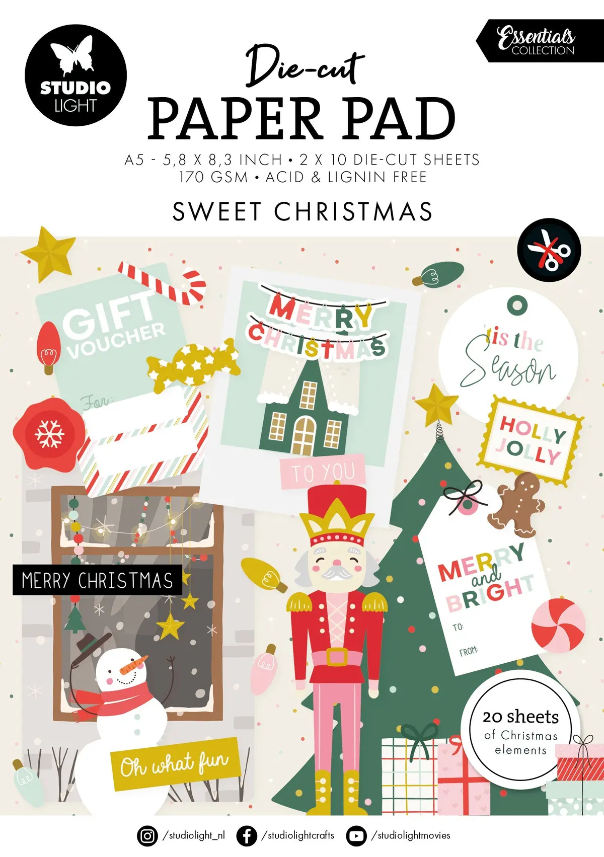 Sl Die-Cut Paper Pad Sweet Christmas Essentials 20 Sh 1