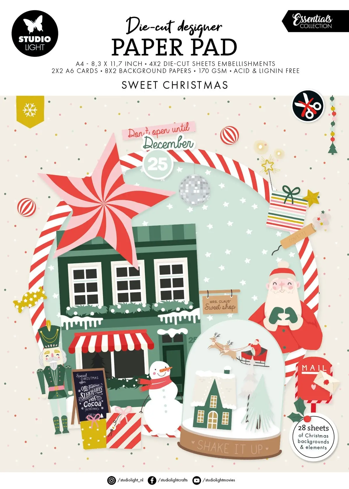 Sl Die-Cut Designer Paper Pad Sweet Christmas Essentials 28 Sh 1