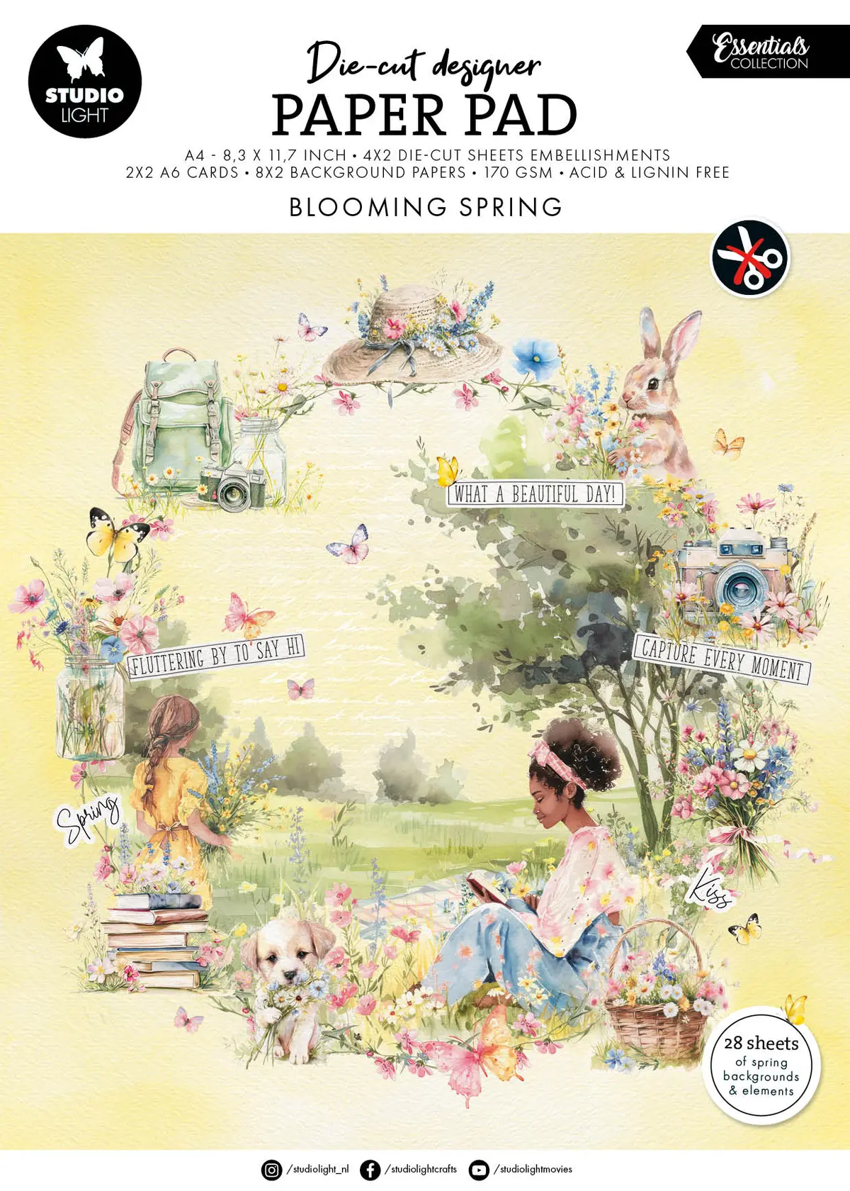 Sl Die-Cut Designer Paper Pad Blooming Spring Essentials 28 Sh 1