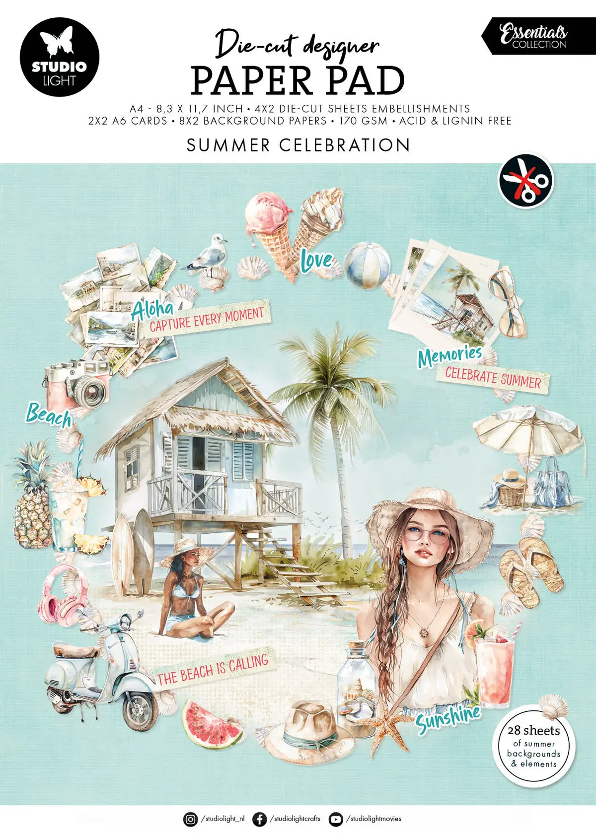 Sl Die-Cut Paper Pad Summer Celebration Essentials 28 Sheets 1