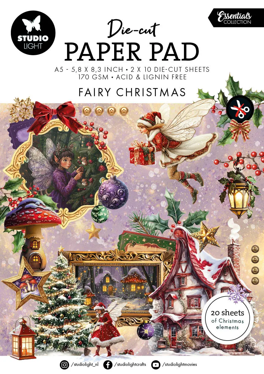 Sl Die-Cut Paper Pad Fairy Christmas Essentials 20 Sheets 1