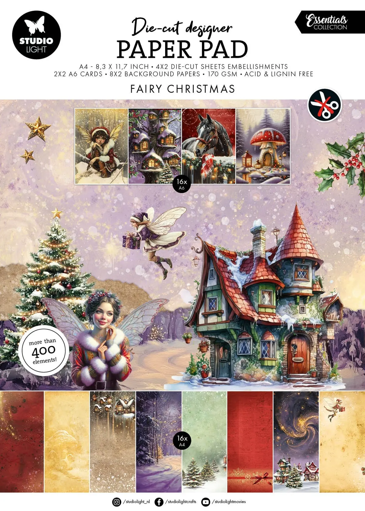 Sl Die-Cut Paper Pad Fairy Christmas Essentials 28 Sheets 1