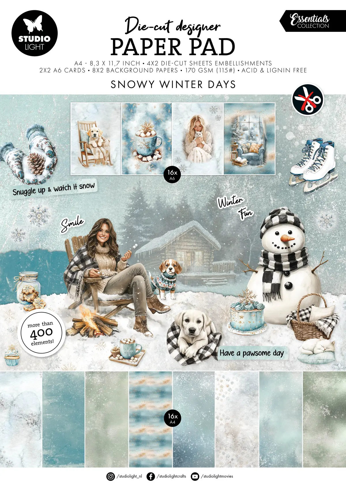 Sl Die-Cut Designer Paper Pad Snowy Winter Days Essentials 1