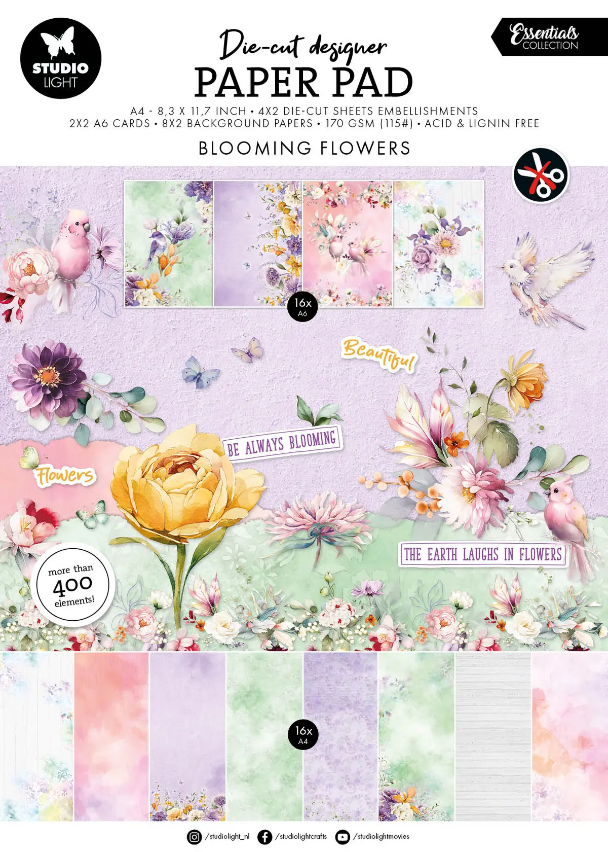 Sl Die-Cut Paper Pad Flowers Essentials 28 Sheets 1