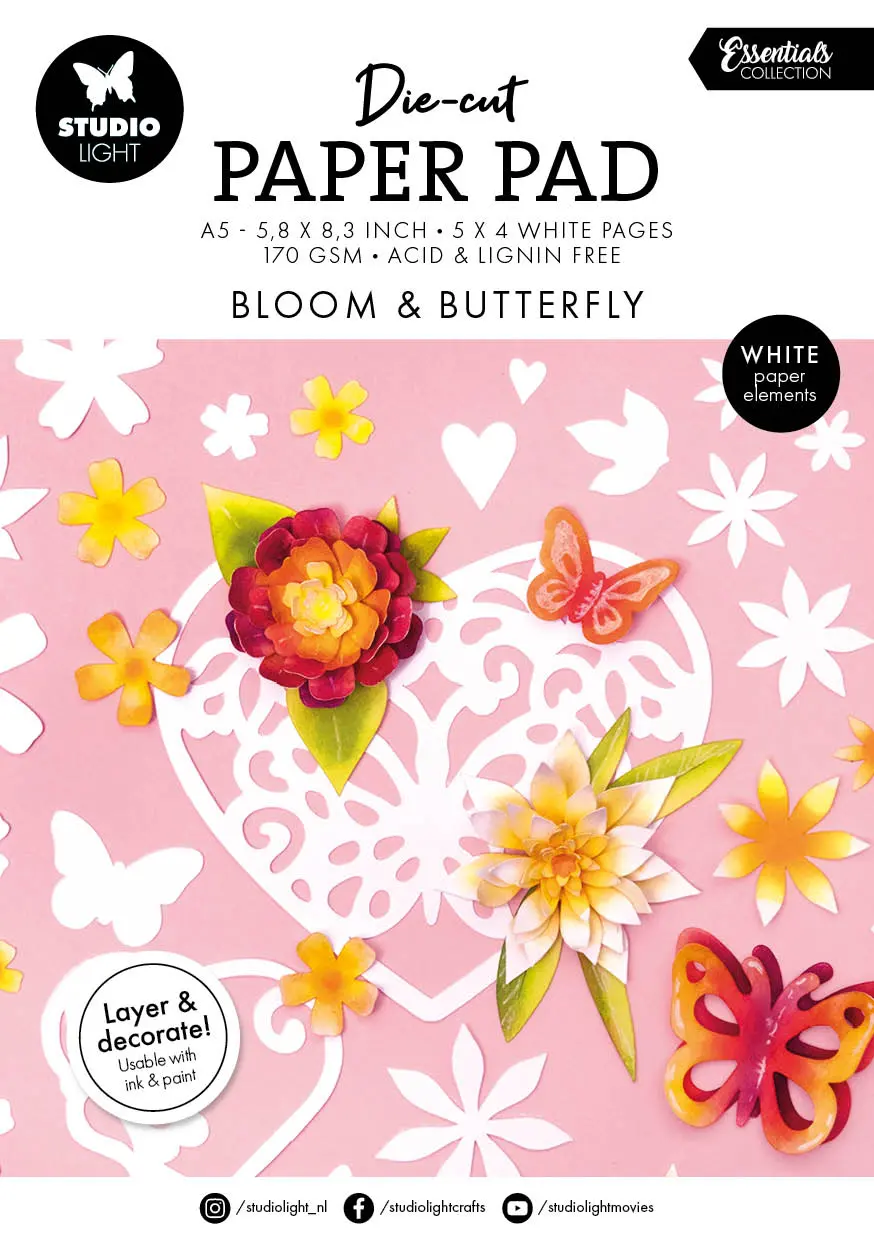 Sl Die-Cut Paper Pad Bloom & Butterfly Essentials 20 Sheets 1