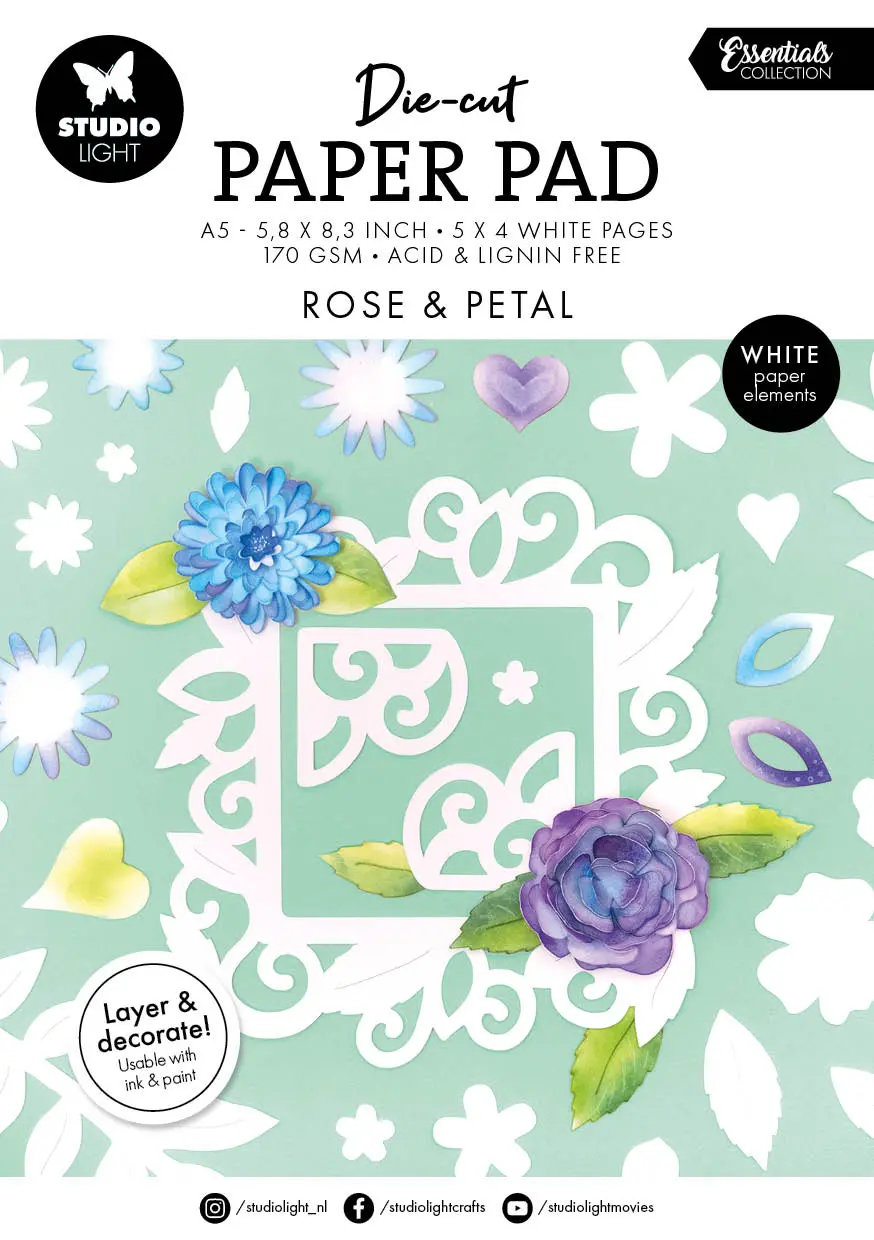 Sl Die-Cut Paper Pad Rose & Petal Essentials 20 Sheets 1