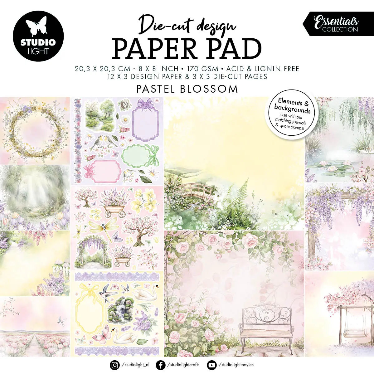 Sl Designer Paper Pad Paper & Elements - Pastel Blossom Essentials 36 Sheets 1