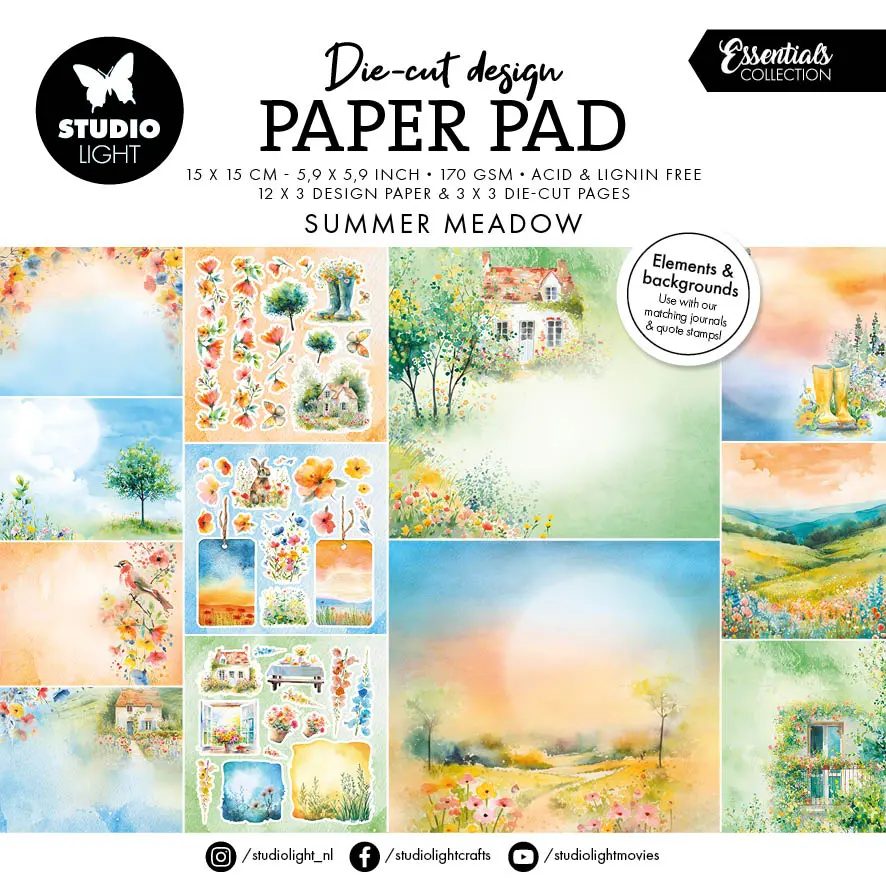 Sl Designer Paper Pad Paper & Elements - Summer Meadow Essentials 36 Sheets 1