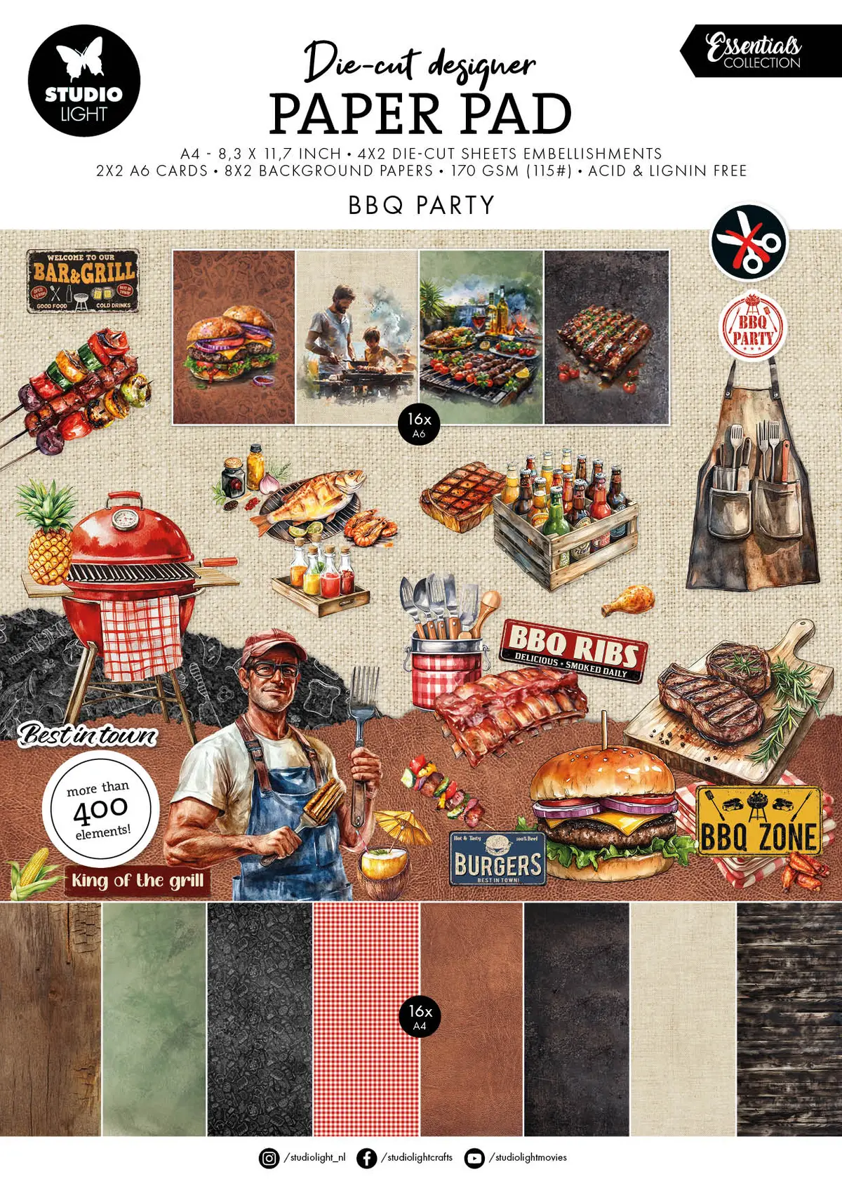 Sl Die-Cut Paper Pad Bbq Party Essentials 28 Sheets 1