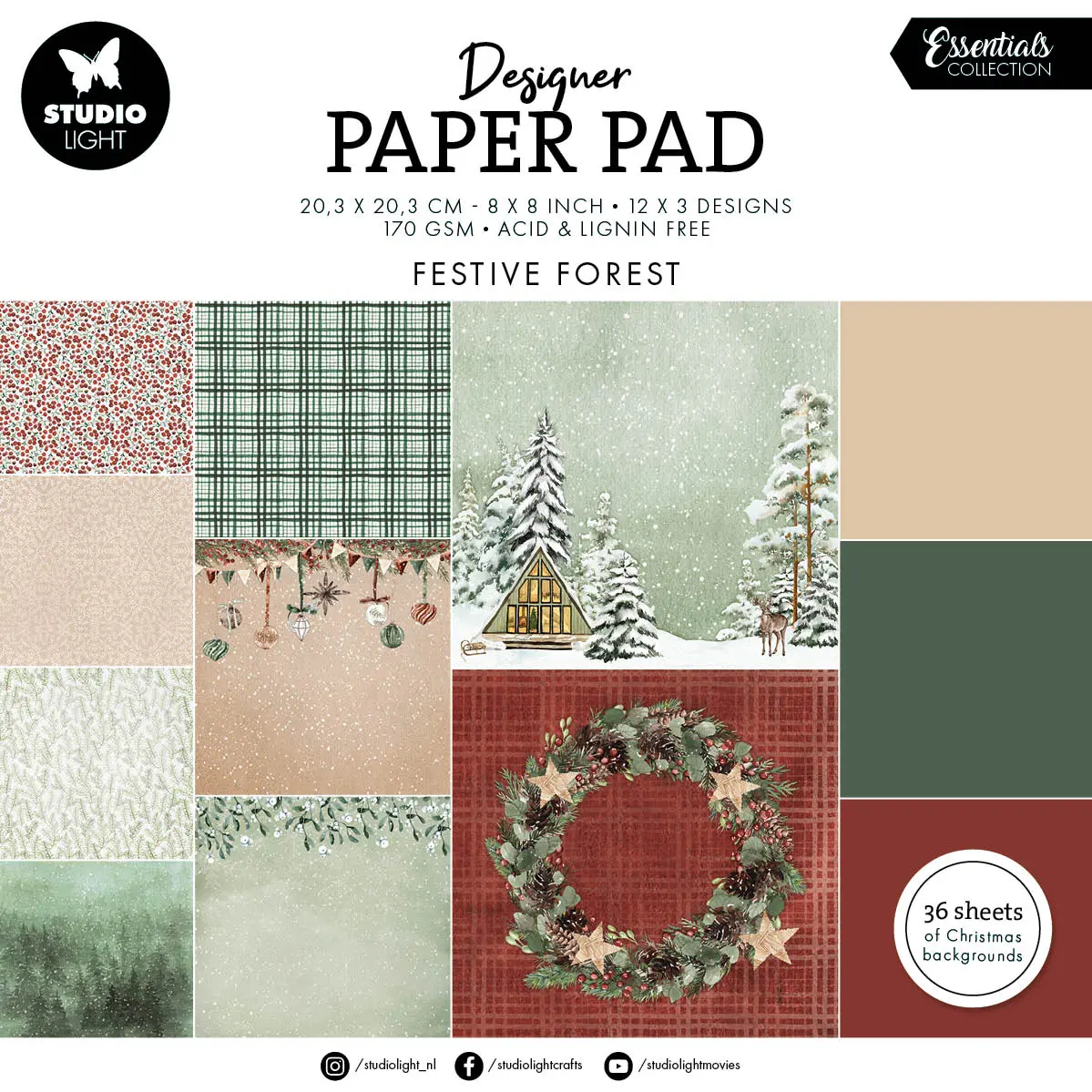 Sl Design Paper Pad Festive Forest Essentials 36 Sh 1