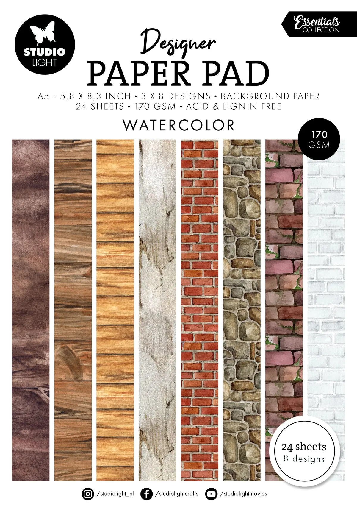 Sl Designer Paper Pad Watercolor Essentials 24 Sheets 1