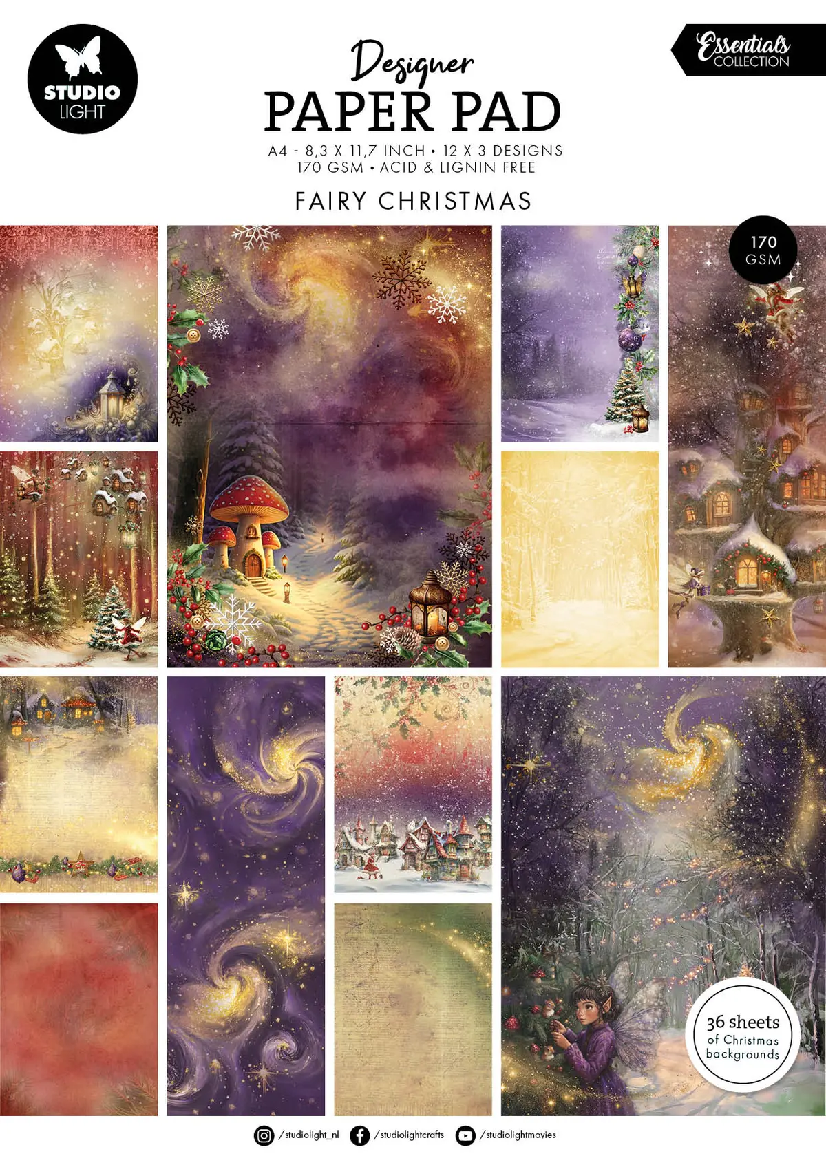 Sl Designer Paper Pad Fairy Christmas Essentials 36 Sheets 1