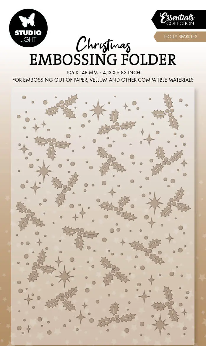 Sl Embossing Folder Holly Sparkles Essentials 1 Piece 1