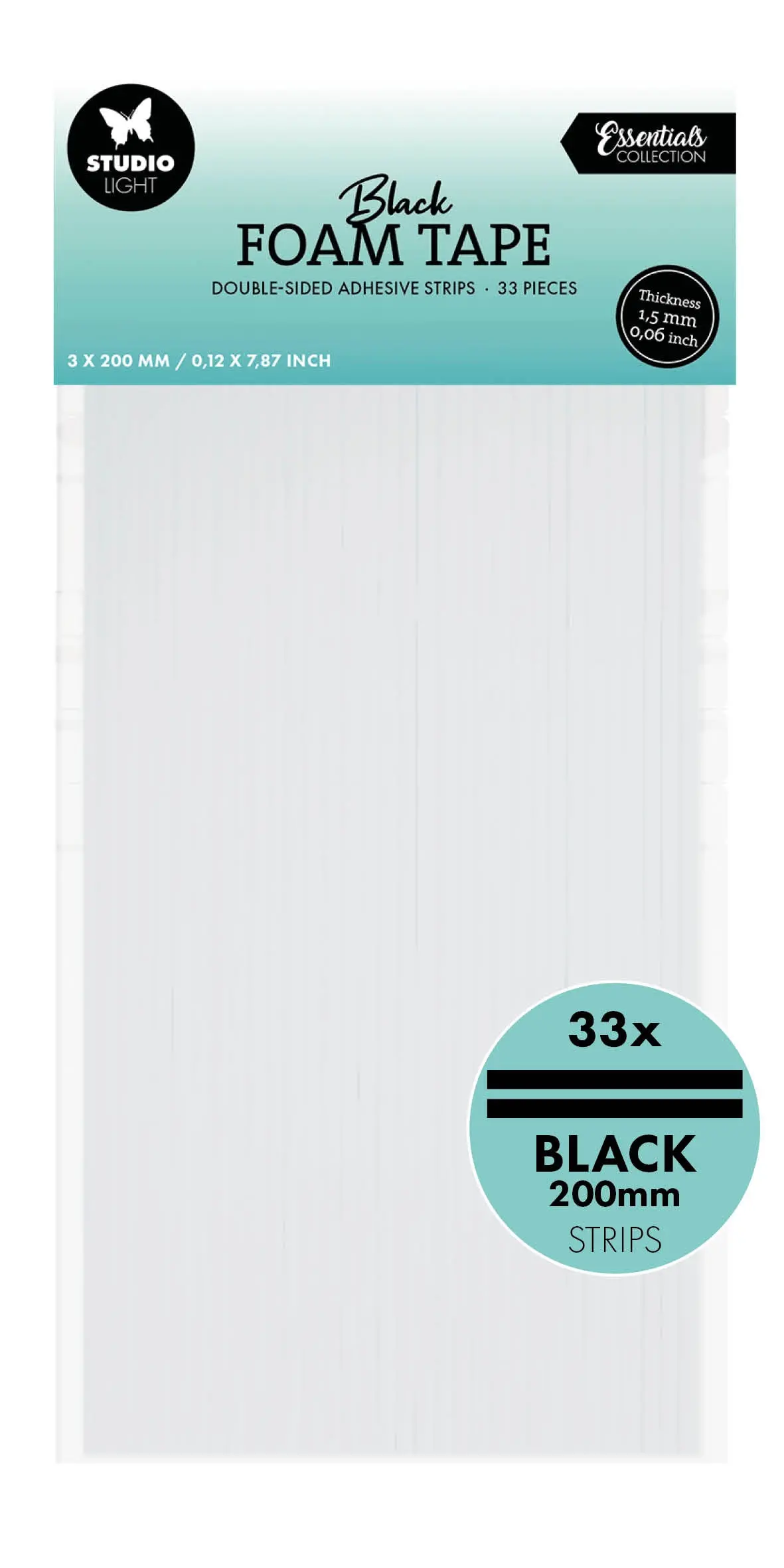 Sl Double-Sided Foam Tape Strips Black Essentials Tools 33 Pieces 1